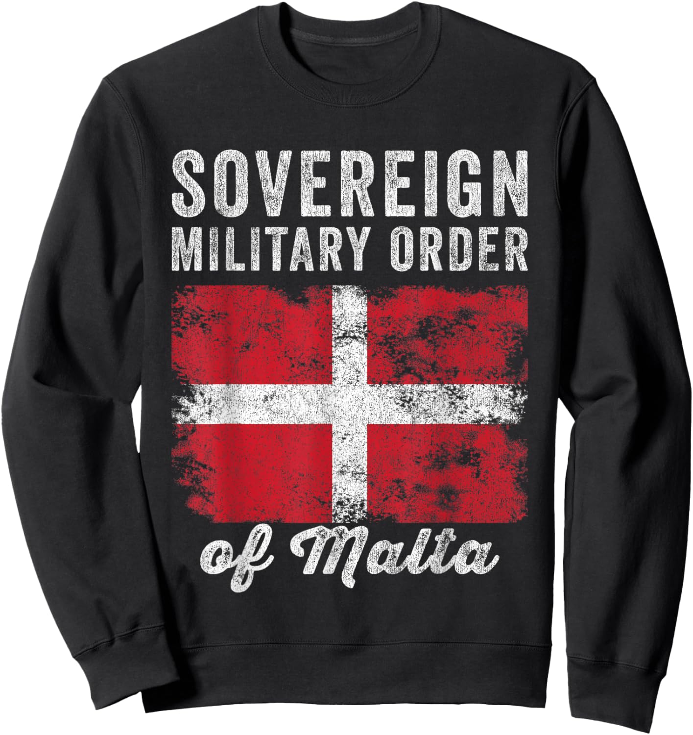 Order of Malta Flag Distressed - Knights of Malta Flag Sweatshirt - Sweatshirt | Black