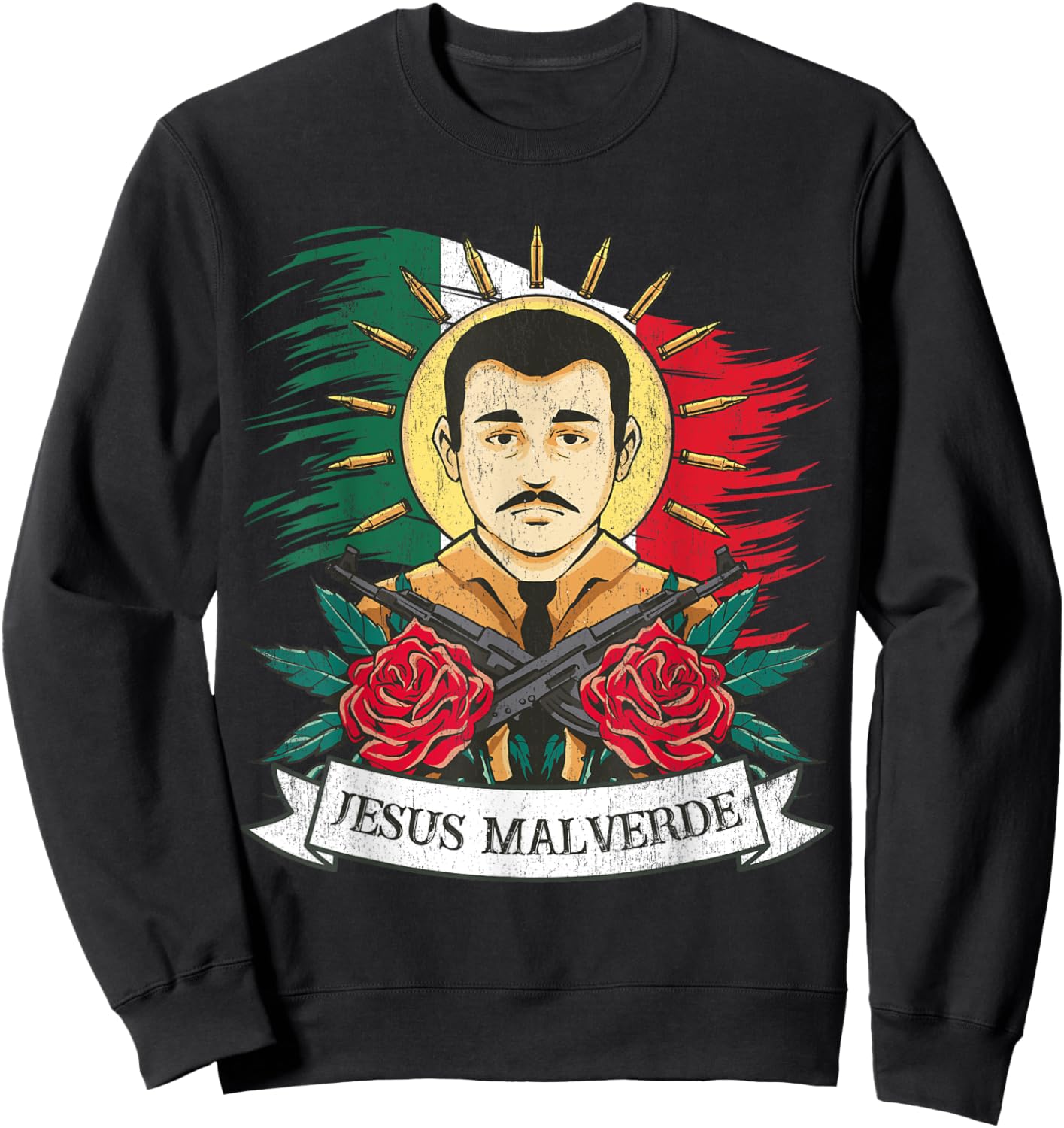Jesus Malverde Sinaloa Mexico, Jesus Malverde Sweatshirt - Sweatshirt | Black