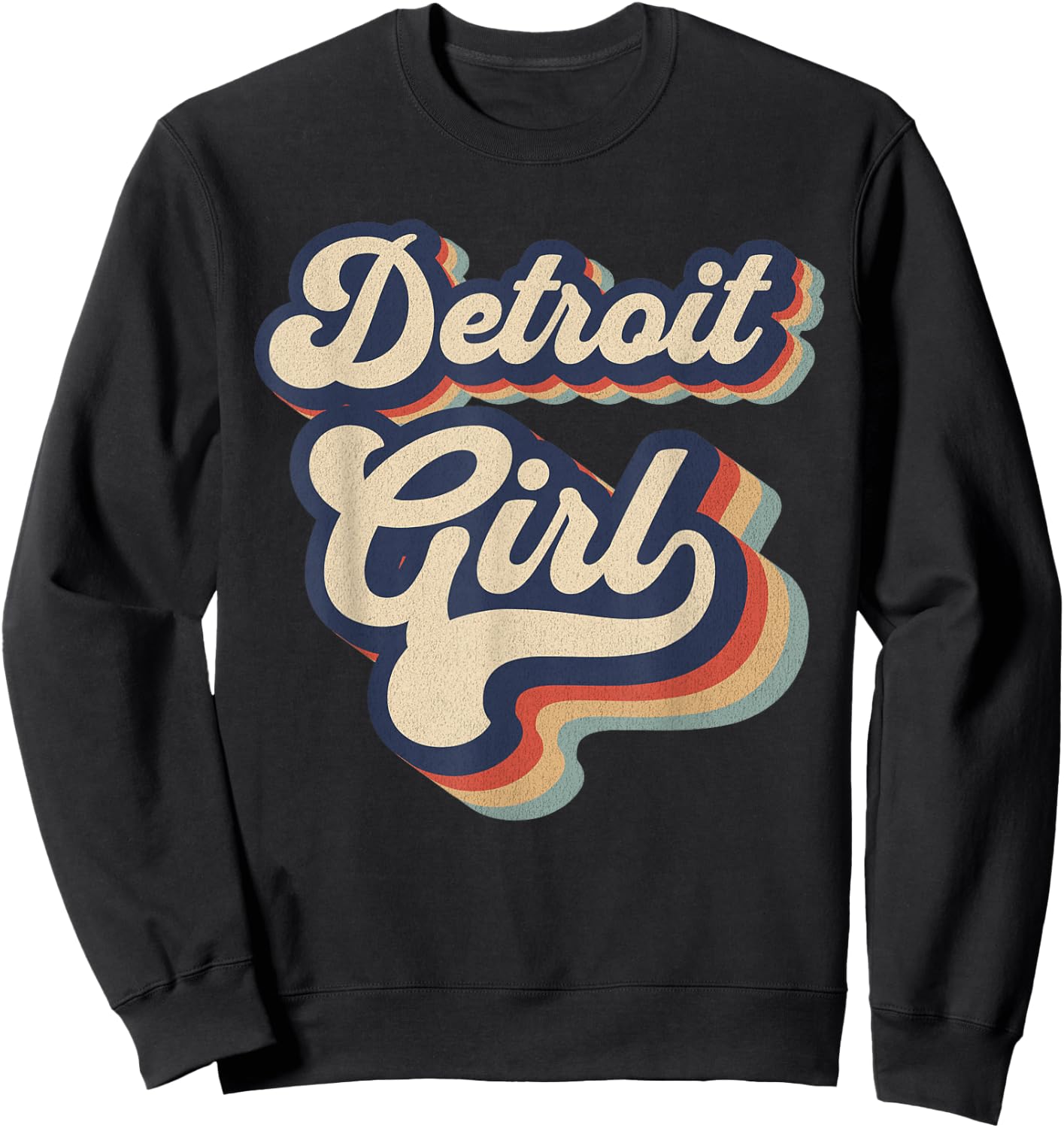 Vintage Design For Girls From Detroit Michigan Sweatshirt - Sweatshirt | Black