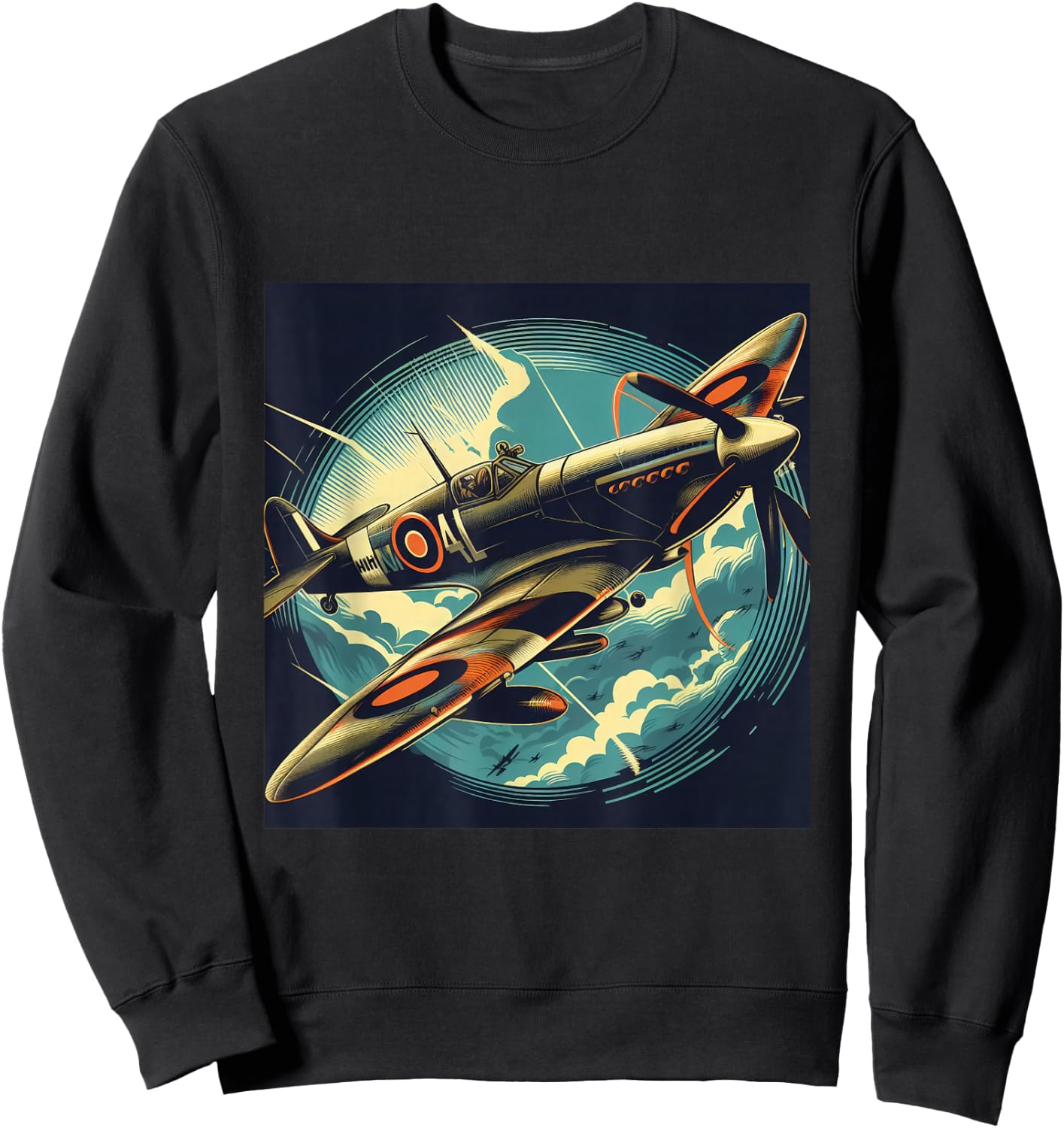 Spitfire Iconic WW2 Airplane Warbird Sweatshirt - Sweatshirt | Black