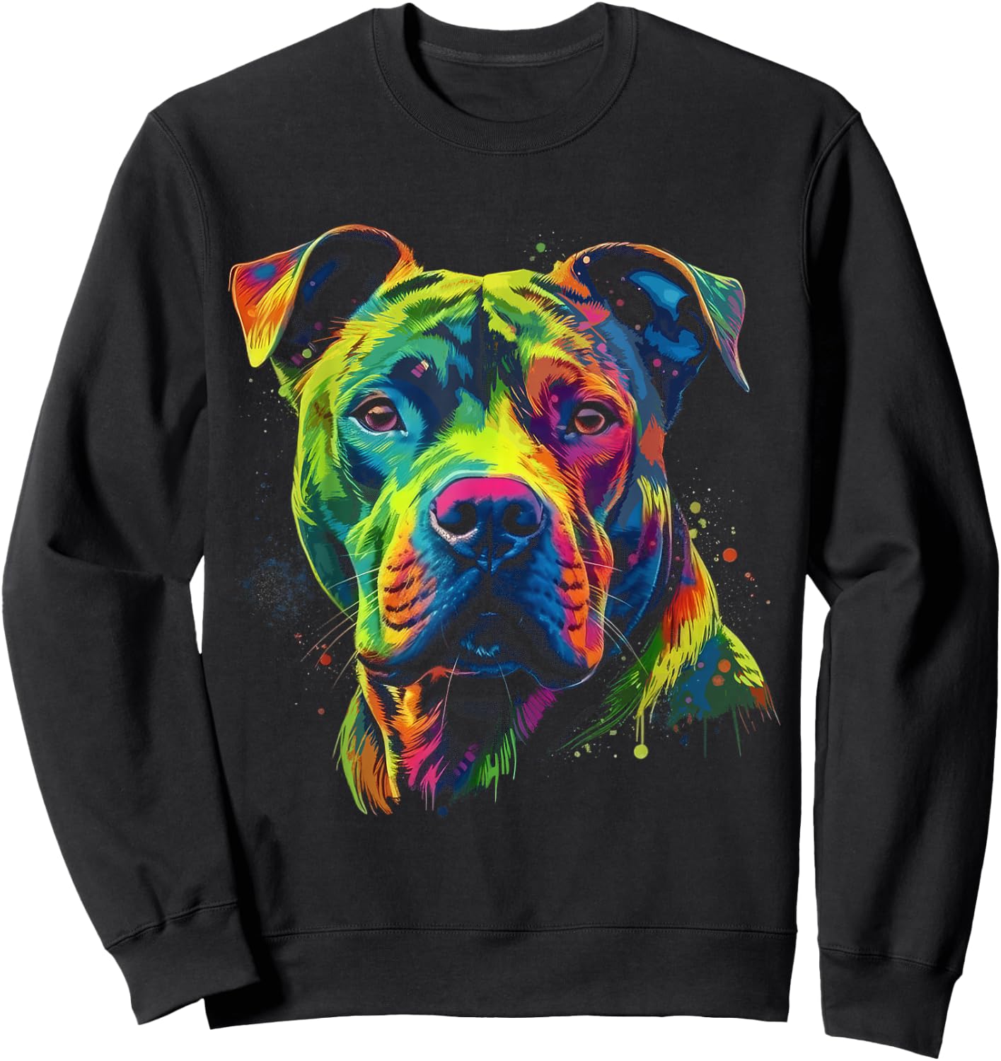 Pit Bull Mom Dog Lover Colorful Artistic Pitbull Owner Women Sweatshirt - Sweatshirt | Black