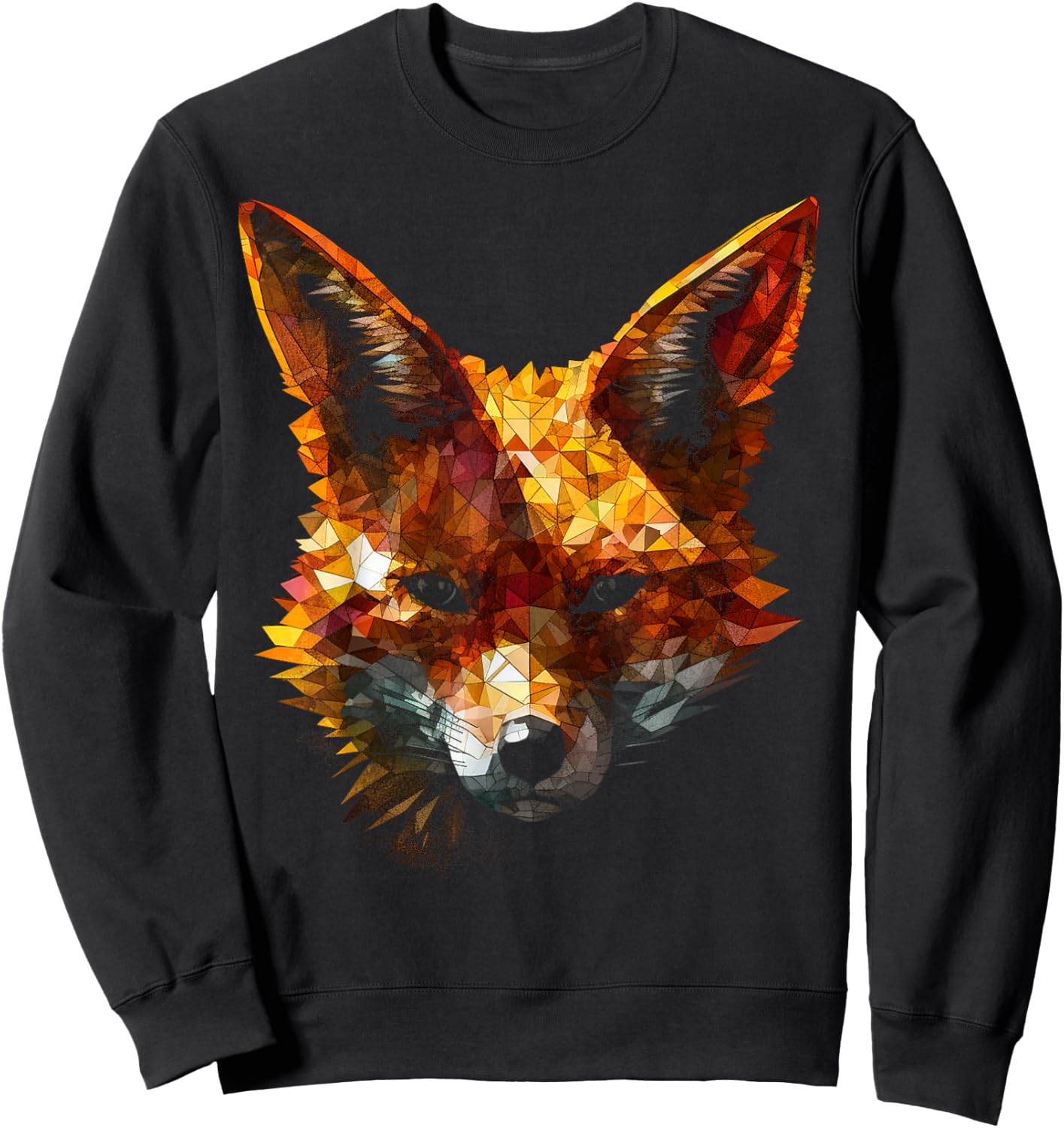 Fox Polygon - Art Animal Fox Sweatshirt - Sweatshirt | Black