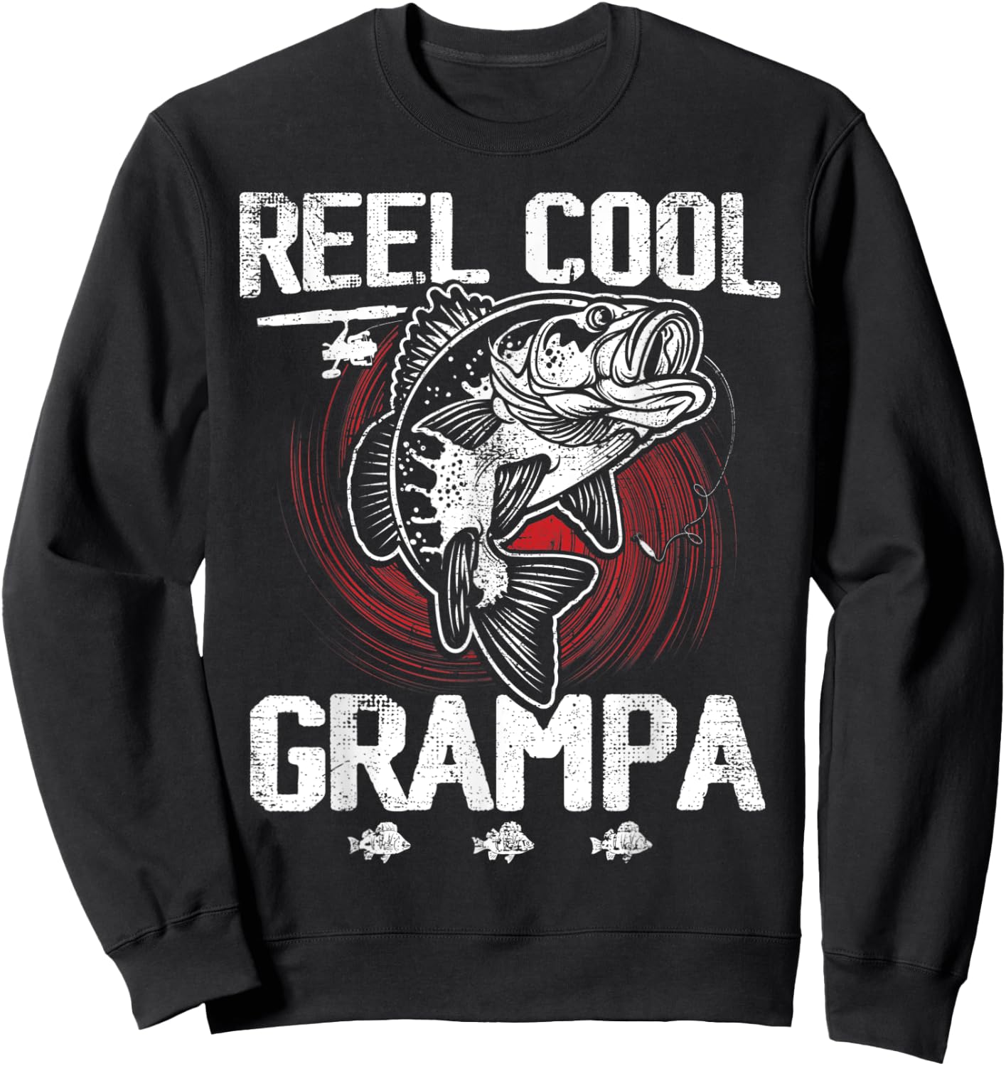Funny Fathers Day Vintage Fishing Reel Cool Grampa Sweatshirt - Sweatshirt | Black