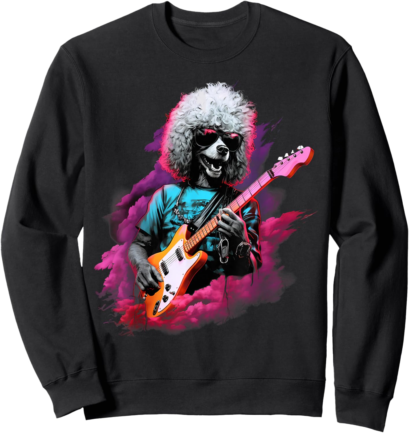 Punk Rock Guitar Poodle Dog Guitarist Men Women Girls Kids Sweatshirt - Sweatshirt | Black