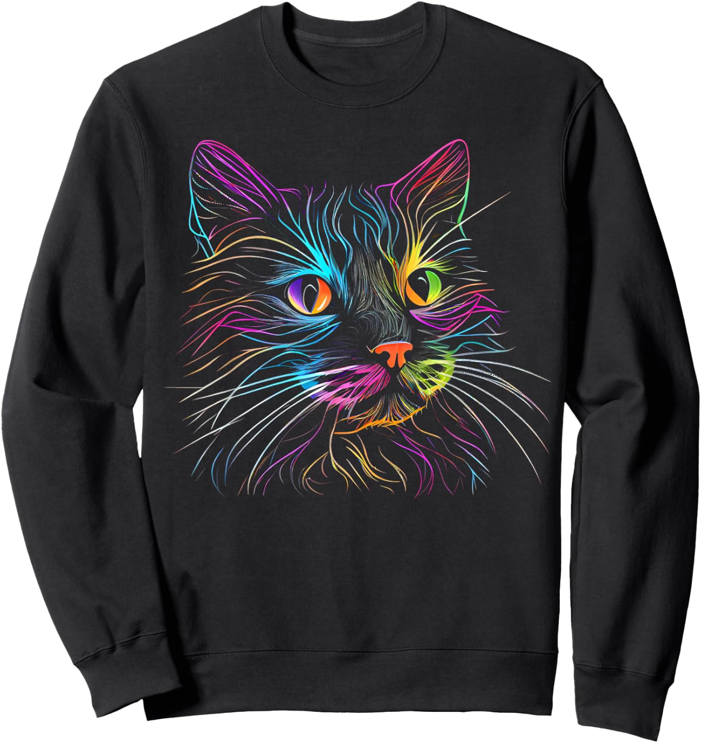 Cats Colorful Cat Cat's Head Catlovers Sweatshirt - Sweatshirt | Black