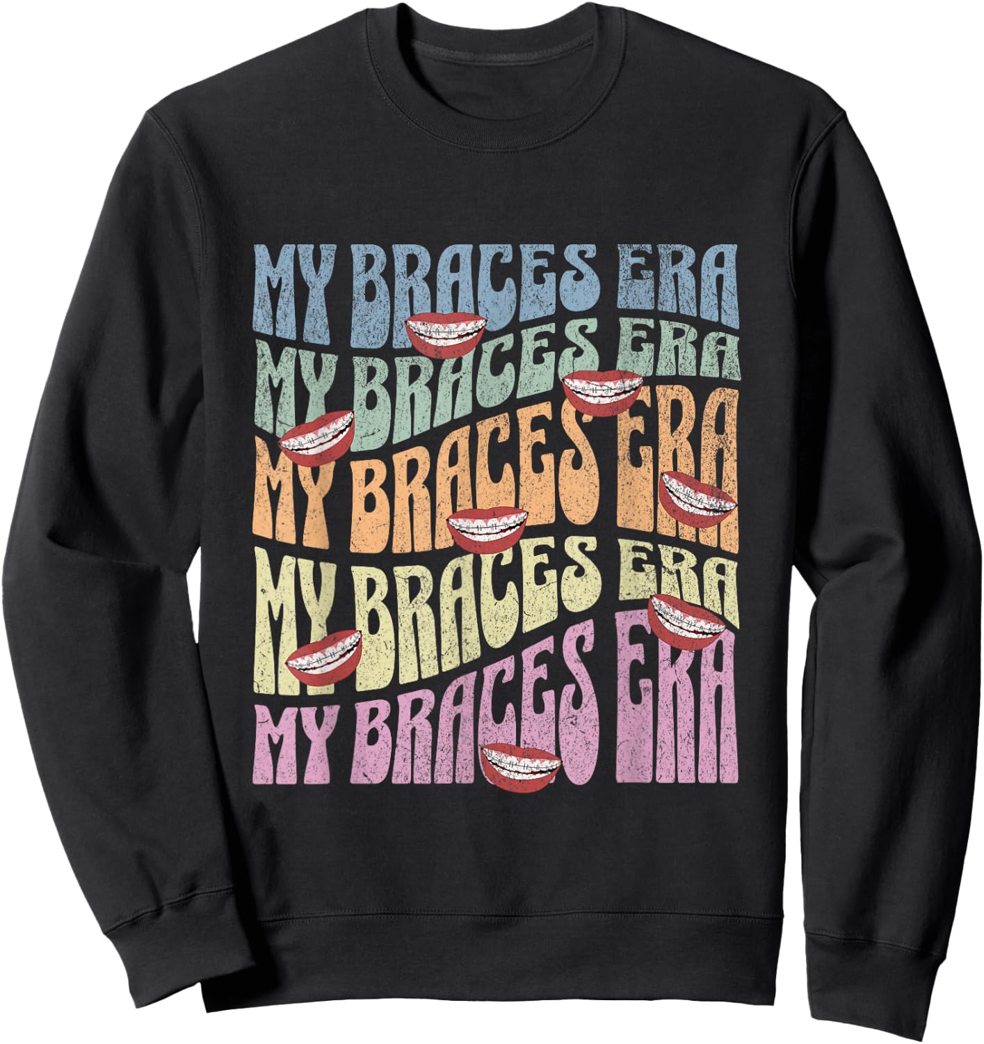 My Braces ERA Funny Retro Text Dental Braces for Teens Kids Sweatshirt - Sweatshirt | Black