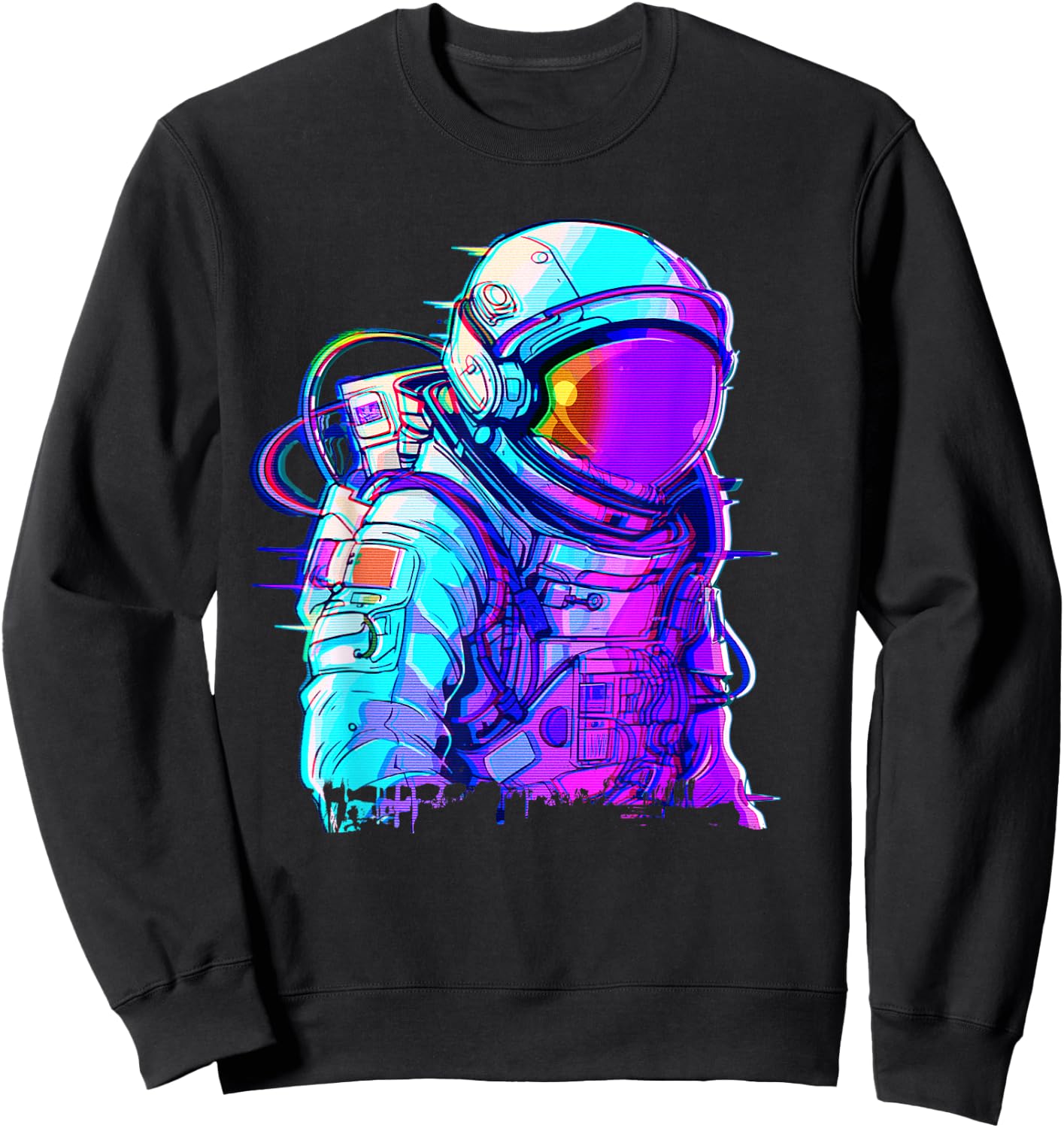 Cyber Astronaut Vaporwave Aesthetic Galaxy Art Space Man Sweatshirt - Sweatshirt | Black