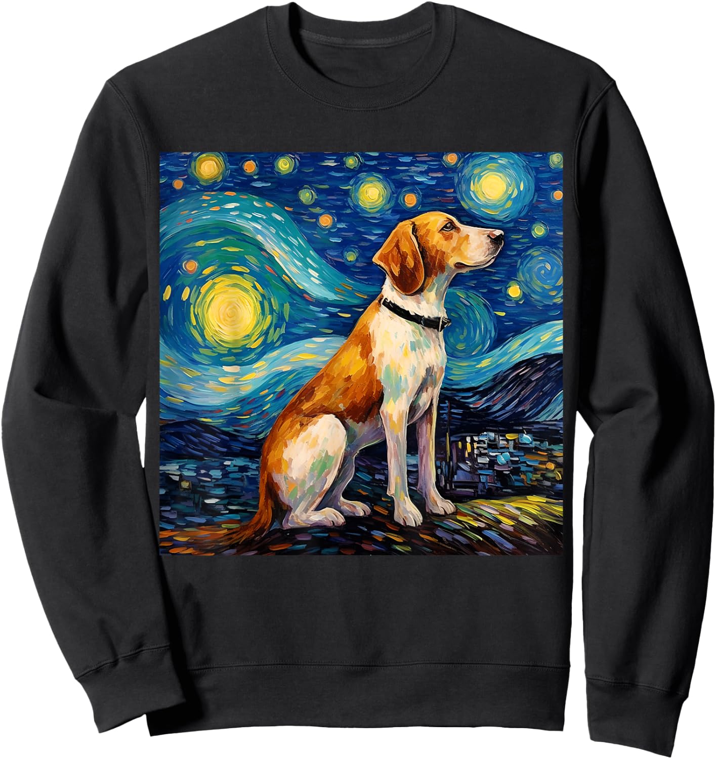 Surreal Starry Night American Foxhound Dog Sweatshirt - Sweatshirt | Black