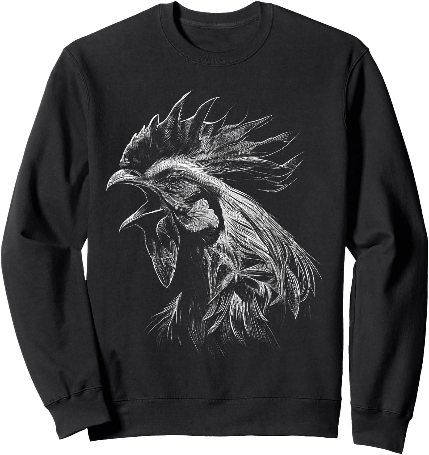 Crowing Rooster Drawing Love Sweatshirt - Sweatshirt | Black