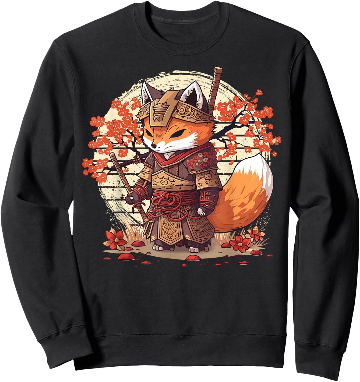 Samurai Fox Warrior Japanese Ninja Fox Kawaii Sweatshirt - Sweatshirt | Black