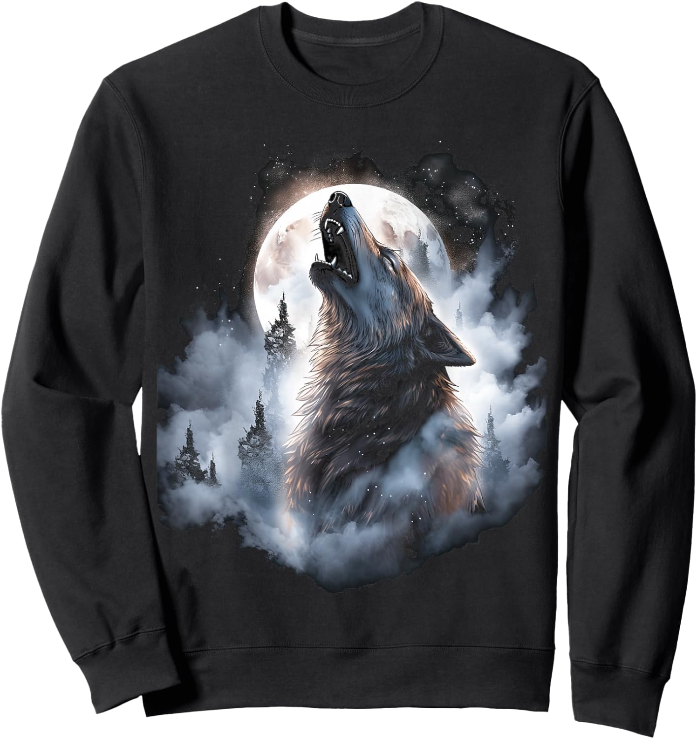 Wolves Howl to the Moon Wolf Wild Animals Sweatshirt - Sweatshirt | Black