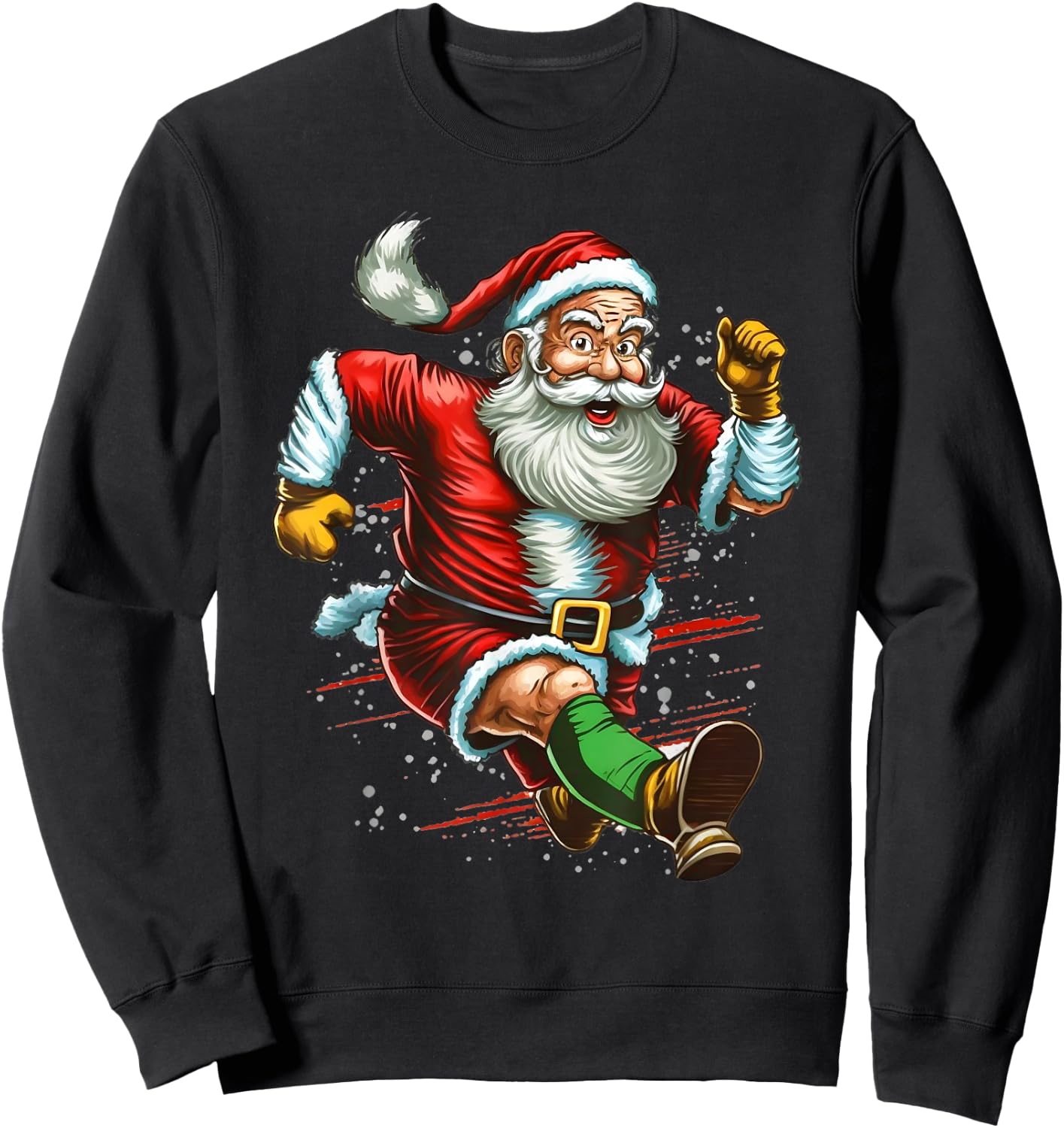 Funny Sport Santa Claus Running Run Christmas Sweatshirt - Sweatshirt | Black