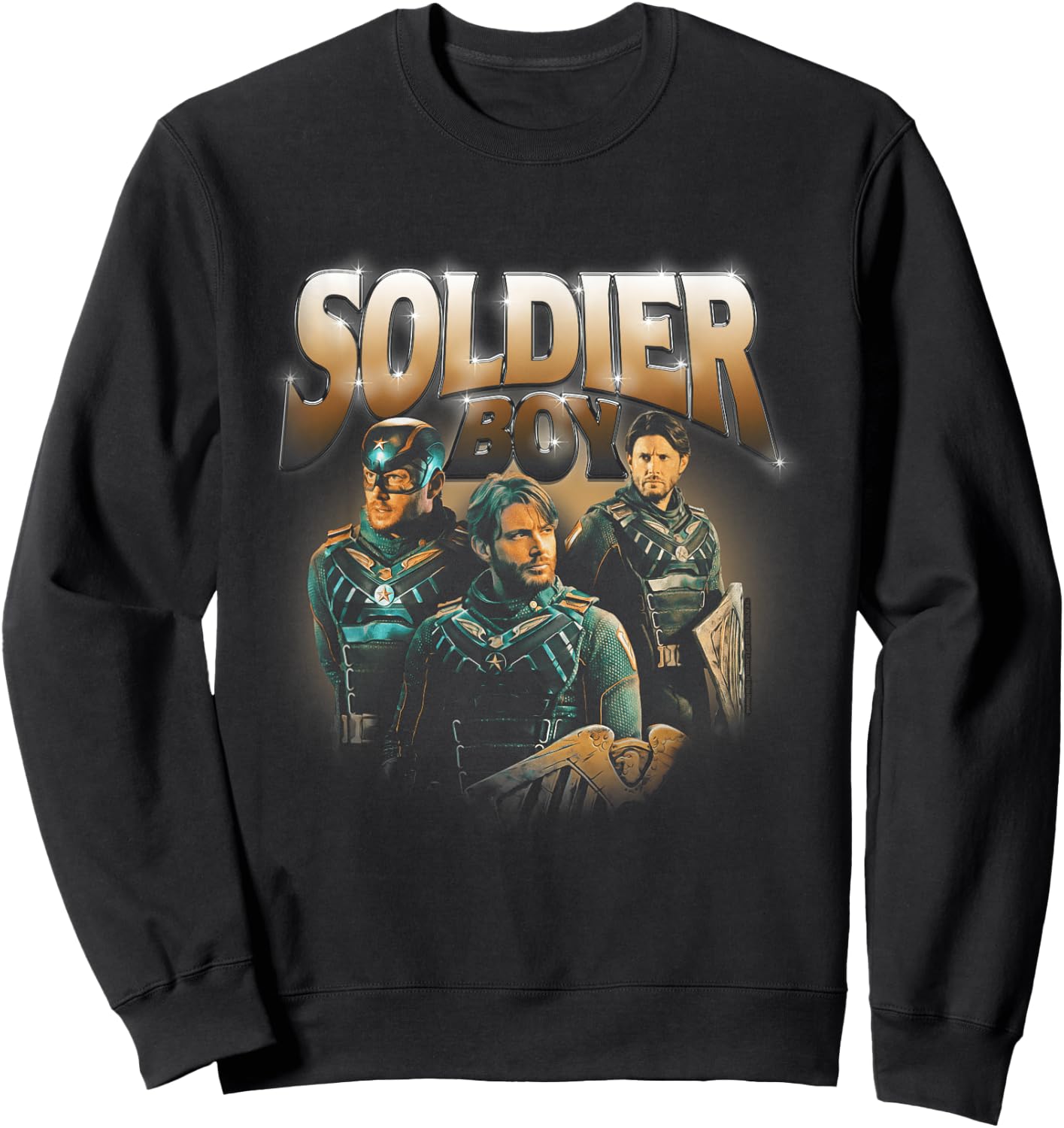 The Boys Soldier Boy Supe Character 90's Collage Sweatshirt - Sweatshirt | Black
