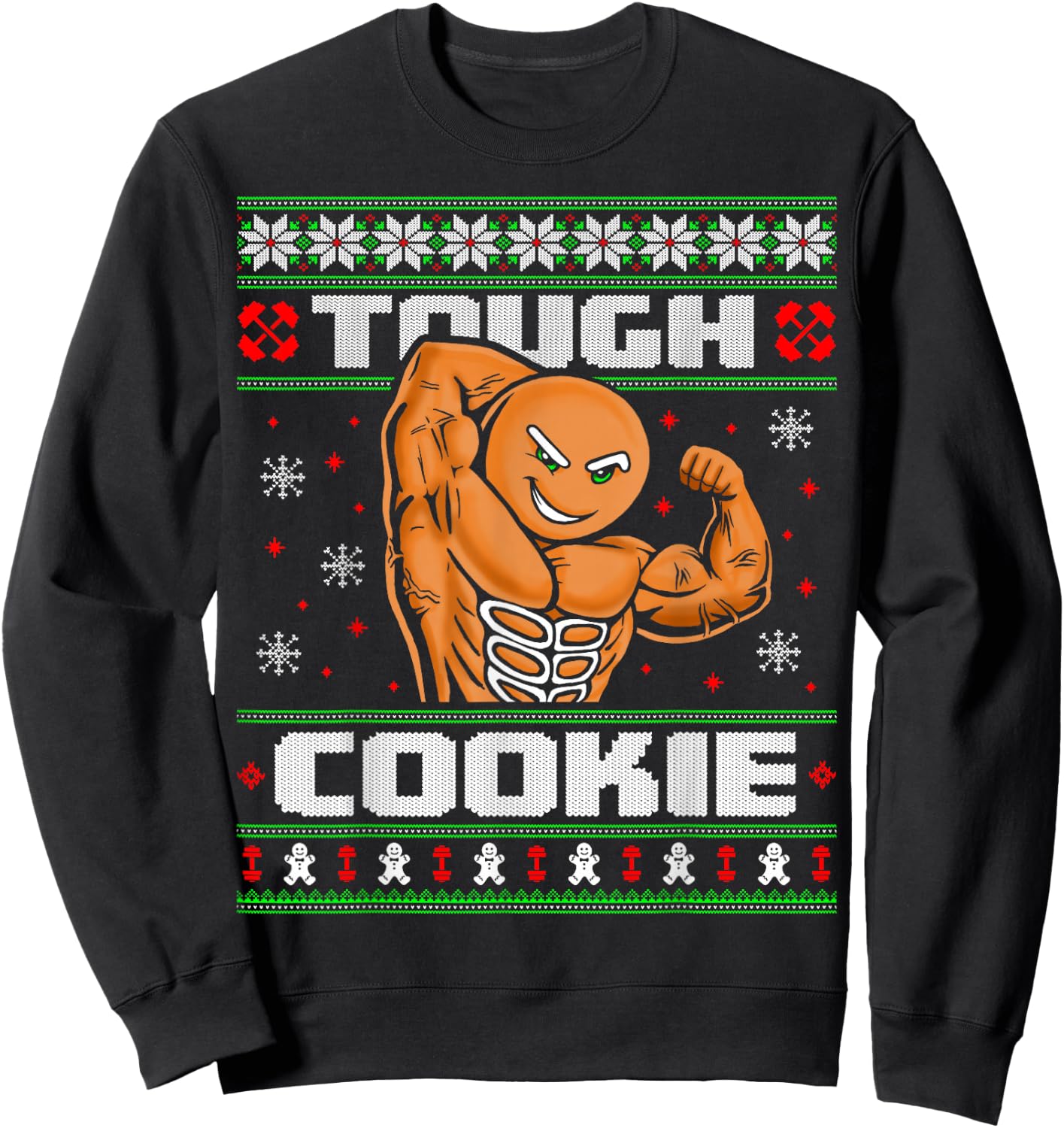 Gingerbread Man Funny Ugly Christmas Sweater Gym Workout Sweatshirt - Sweatshirt | Black