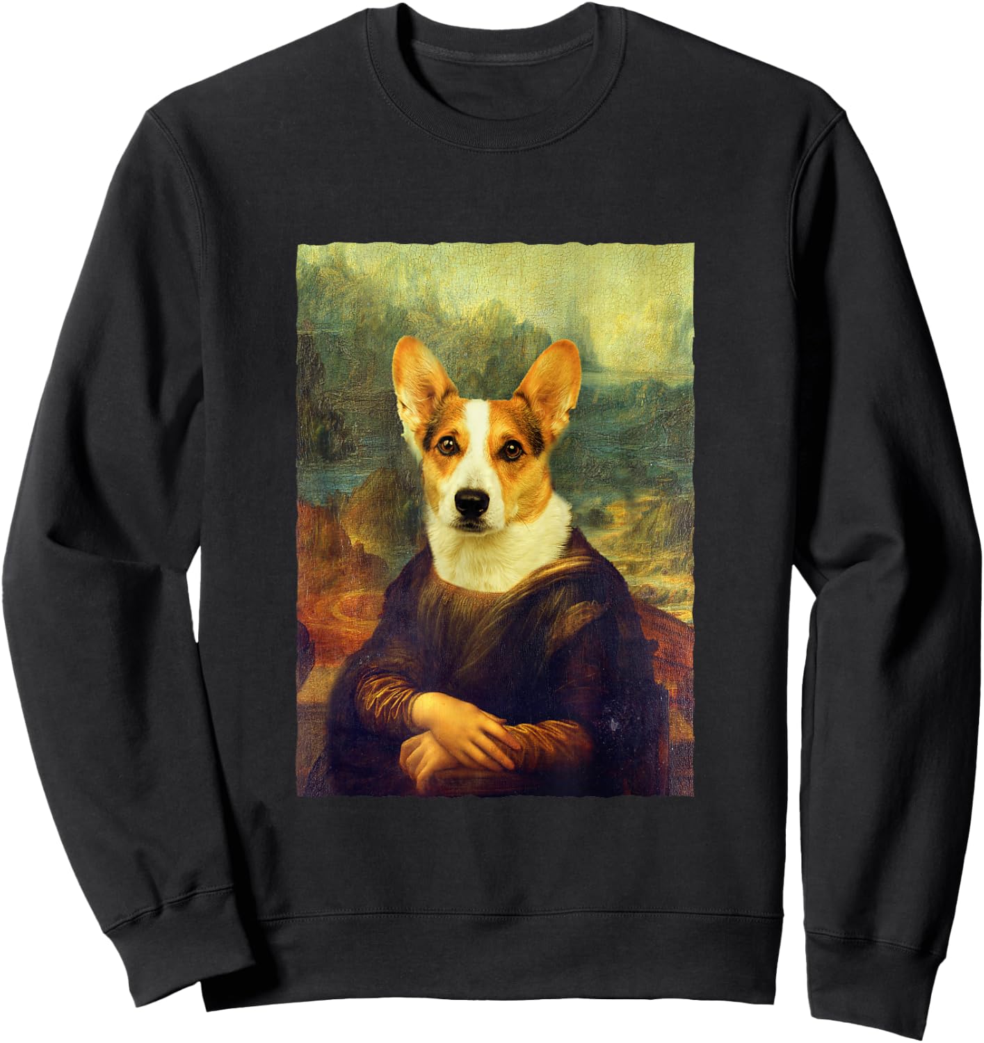 Funny Corgi Dog, Mona Lisa Sweatshirt - Sweatshirt | Black