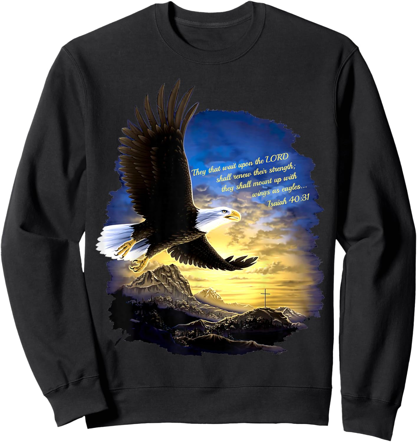 Isaiah 40:31 Mount Up Wings as Eagles Christian Bible Verse Sweatshirt - Sweatshirt | Black