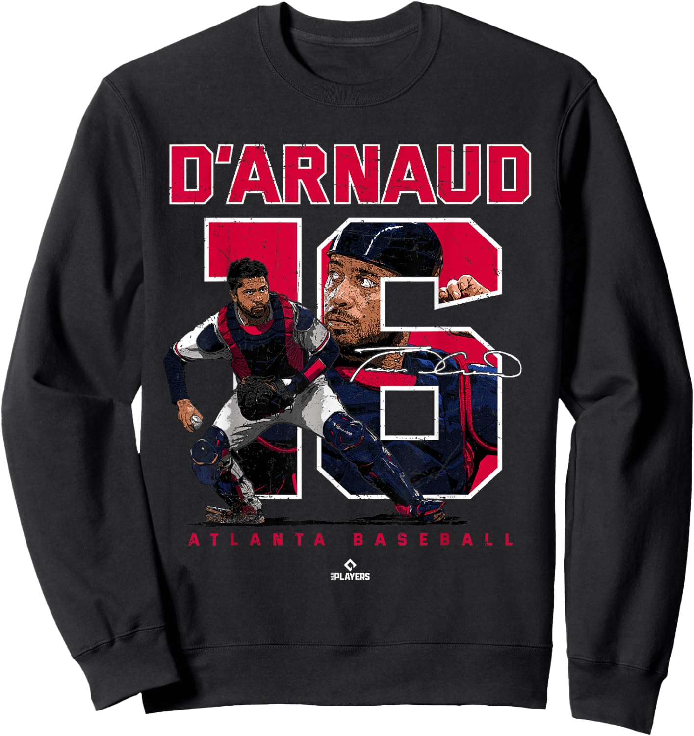 Number and Portrait Travis d Arnaud Atlanta MLBPA Sweatshirt - Sweatshirt | Black