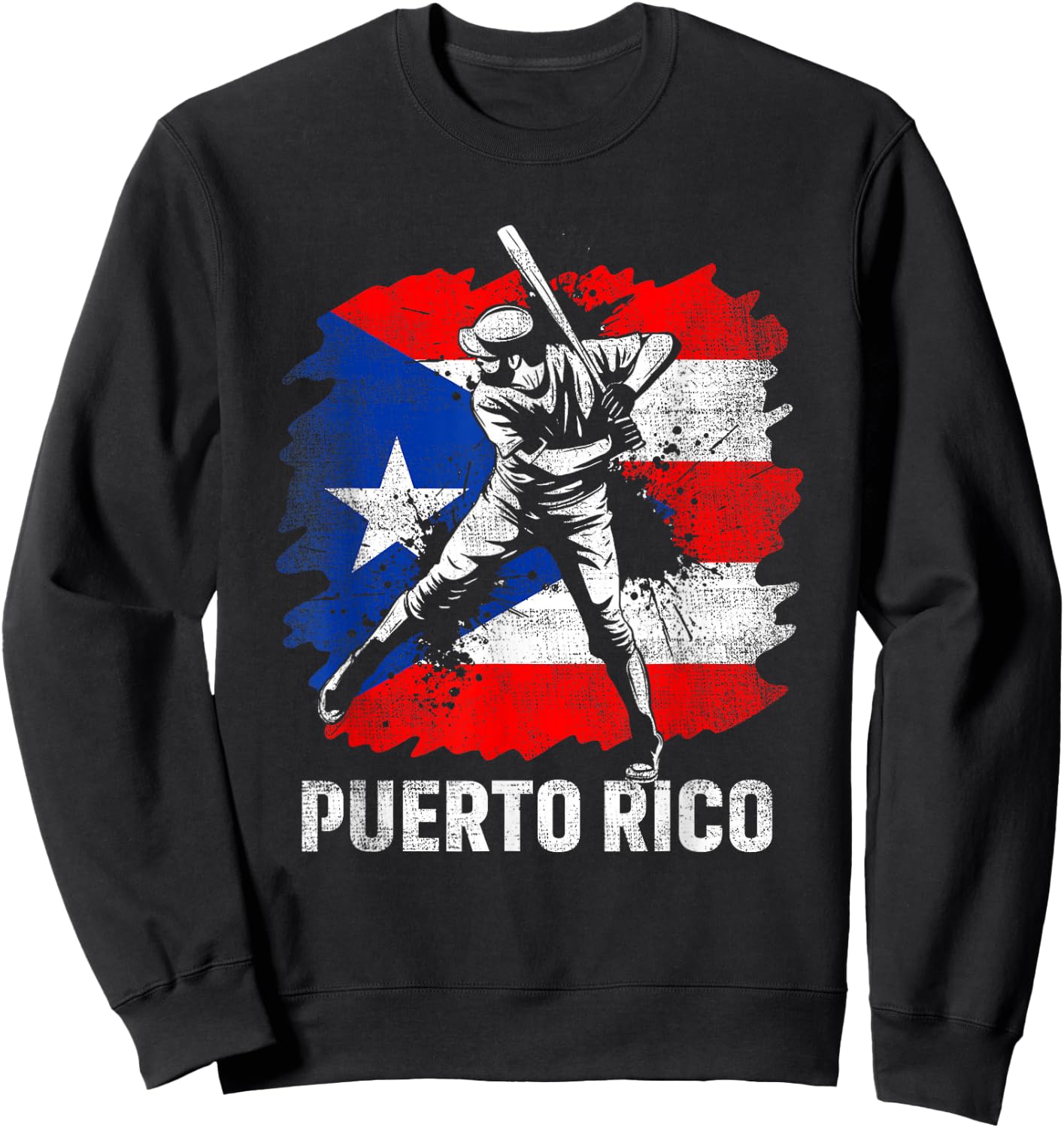 Puerto Rican Baseball Player Puerto Rico Flag Baseball Fans Sweatshirt - Sweatshirt | Black