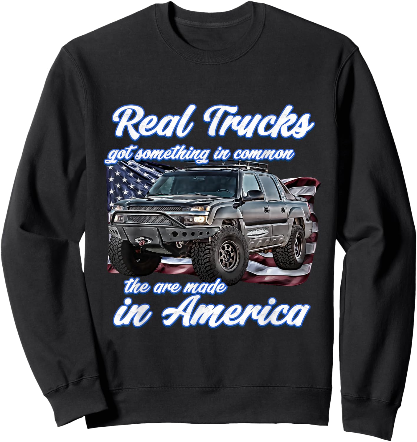 Real american Truck,Avalanche,USA,Patriot,Patriotic,America Sweatshirt - Sweatshirt | Black
