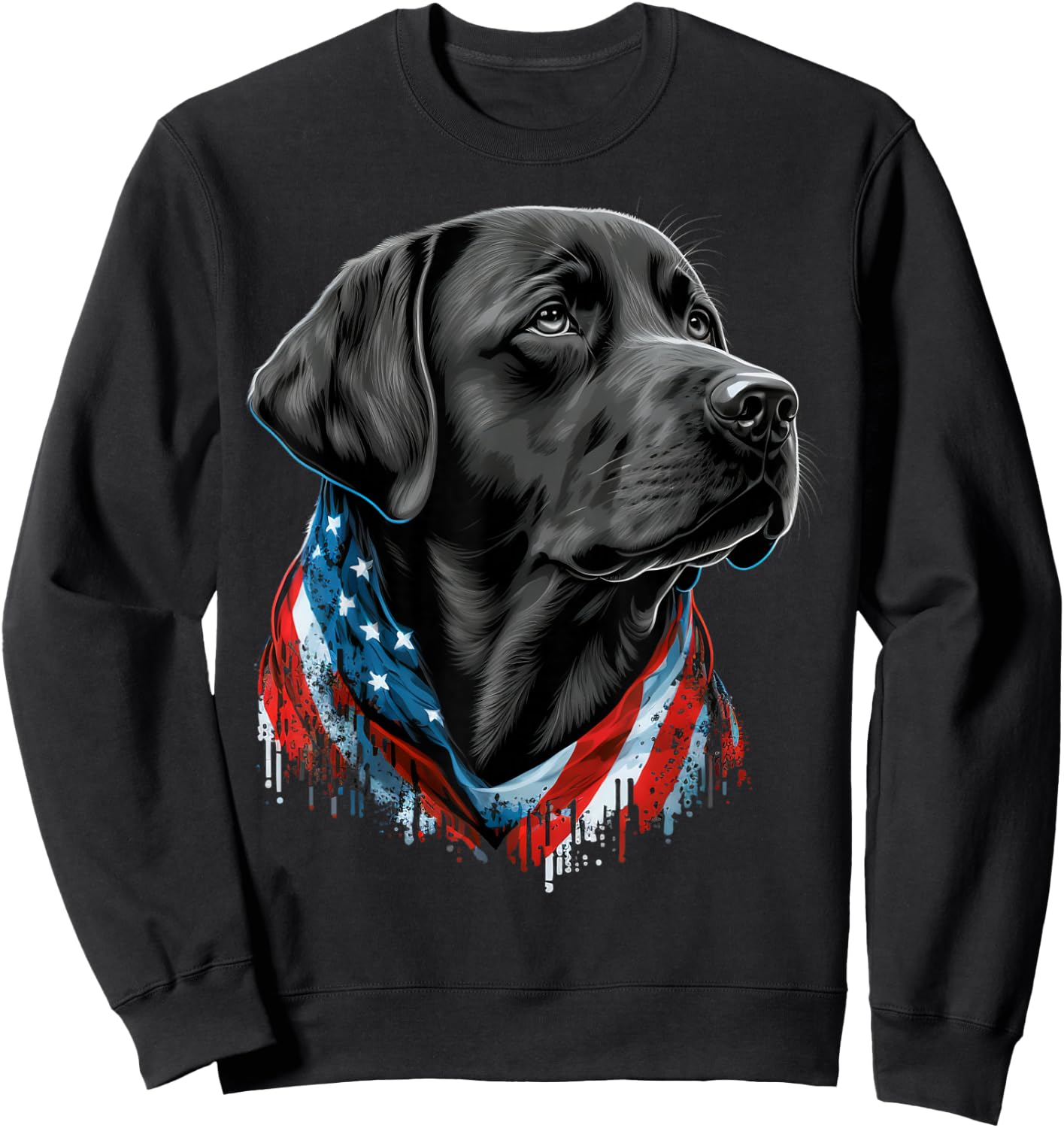 USA 4th of July Black Patriotic American Labrador Retriever Sweatshirt - Sweatshirt | Black
