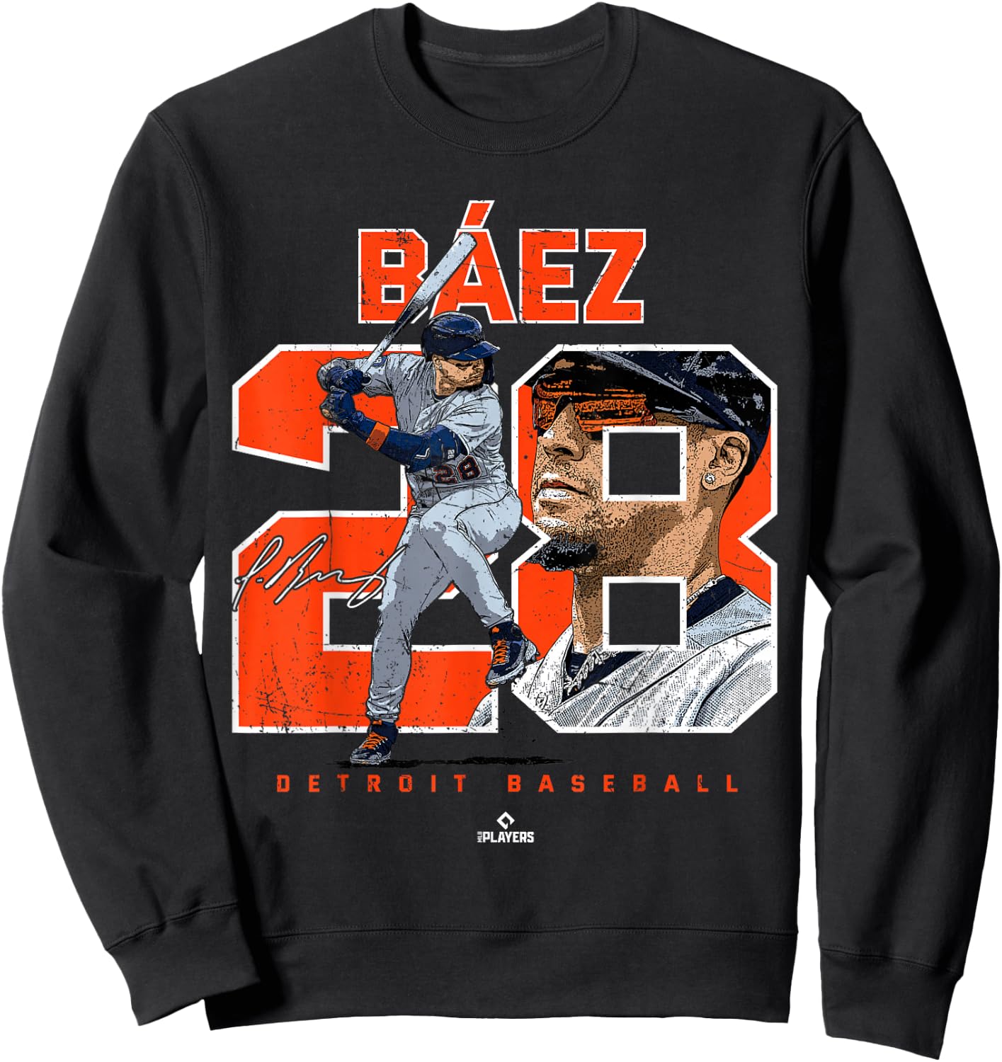 Number and Portrait Javier Baez Detroit MLBPA Sweatshirt - Sweatshirt | Black