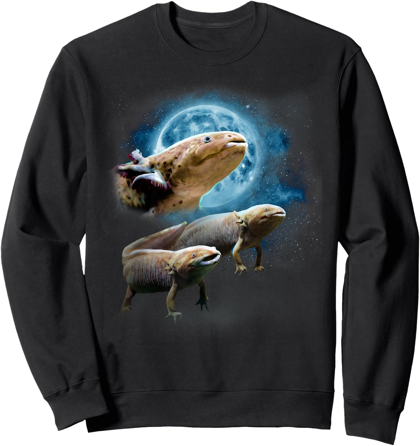 Howling at the Moon Shirt - Axolotl Shirt - Funny Axolotl Sweatshirt - Sweatshirt | Black