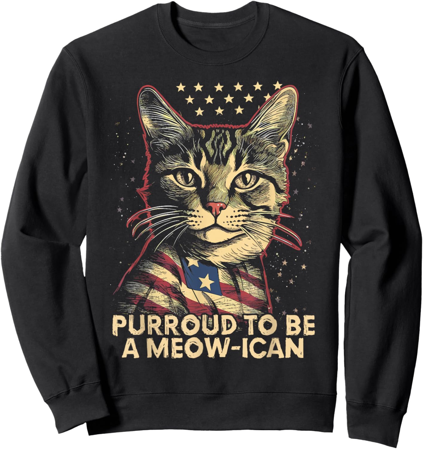 4th July Cat Lover, Purroud To Be A Meow-ican, American Cat Men Women Kids Sweatshirt - Sweatshirt | Black