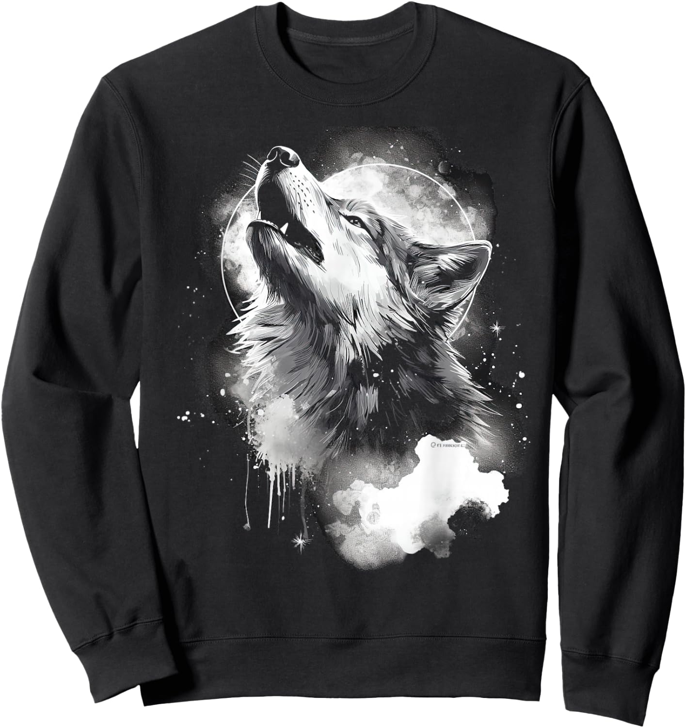 Wolves howling at moon wolf wild animal Sweatshirt - Sweatshirt | Black