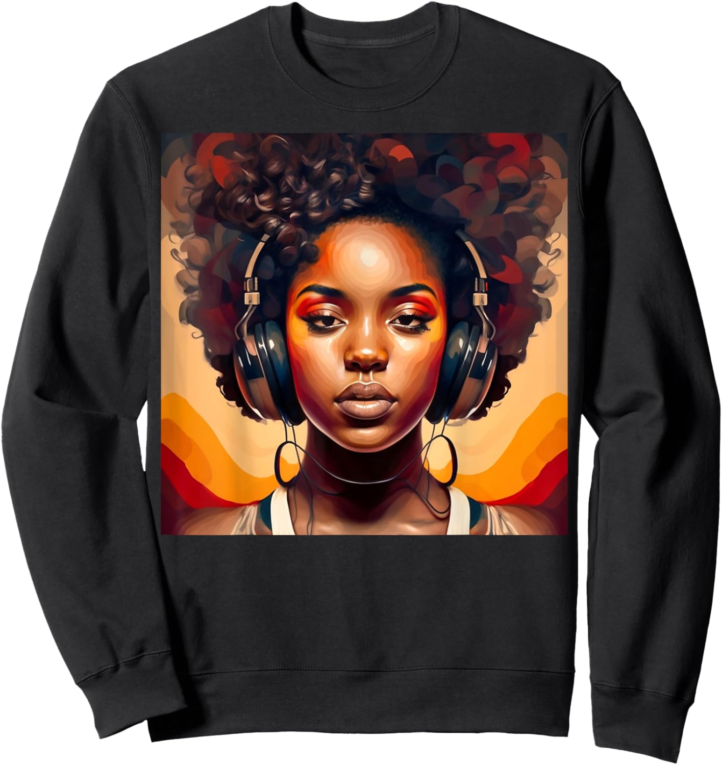 Excessivism Black Woman Listening to Music African American Sweatshirt - Sweatshirt | Black