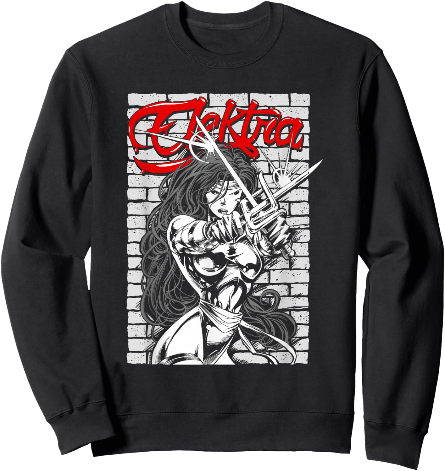 Marvel Comics Retro Classic Elektra Assassin Beauty Portrait Sweatshirt - Sweatshirt | Black