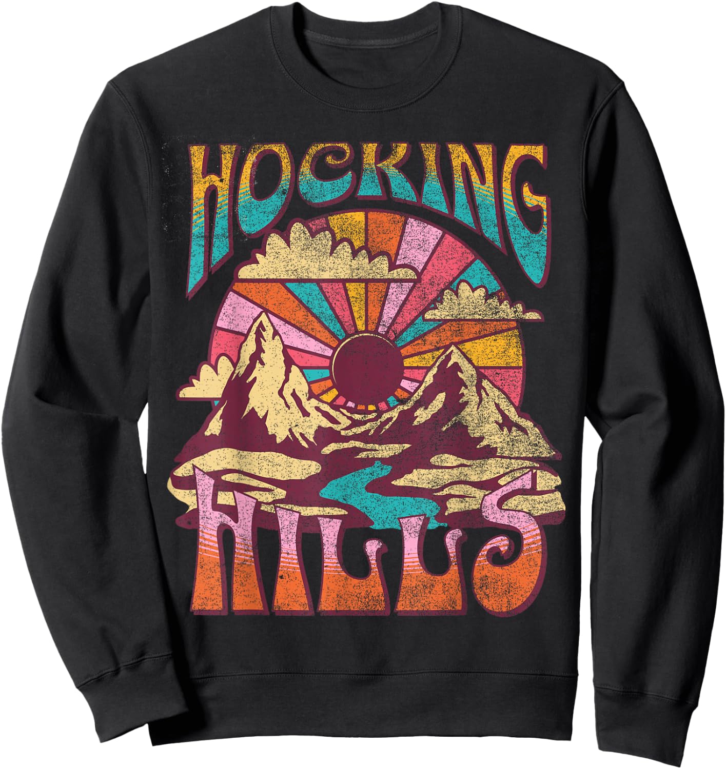 Hocking Hills Ohio Nature Hiking Mountains Outdoors Vintage Sweatshirt - Sweatshirt | Black