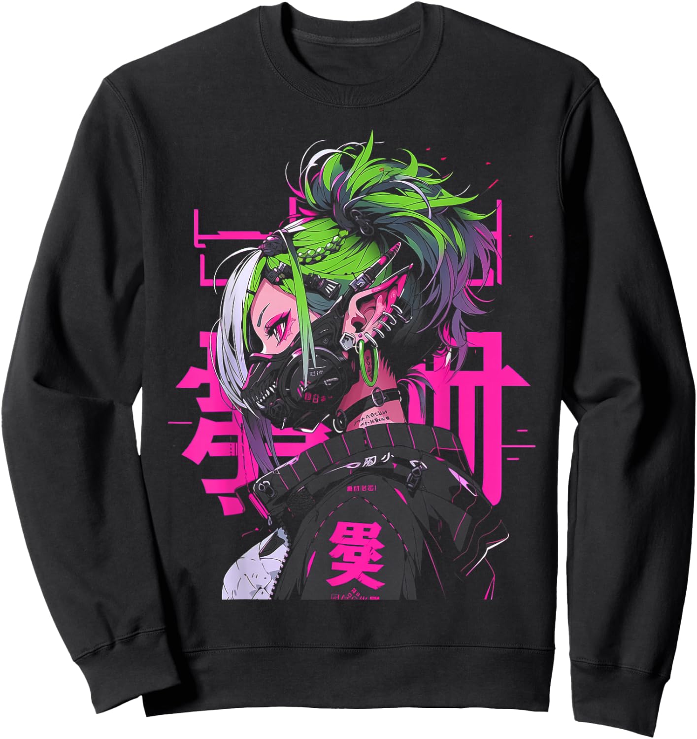 Anime Manga Cyberpunk Aesthetic Techwear Harajuku Sweatshirt - Sweatshirt | Black