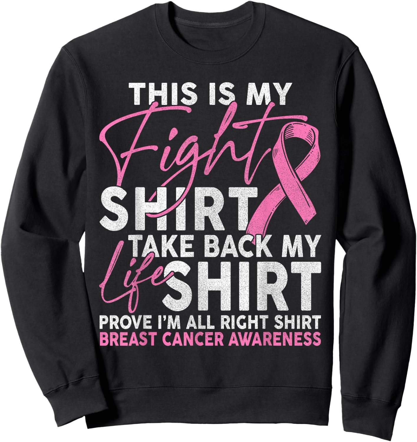 This Is My Fight Breast Cancer Fighter Pink Boxing Glove Sweatshirt - Sweatshirt | Black