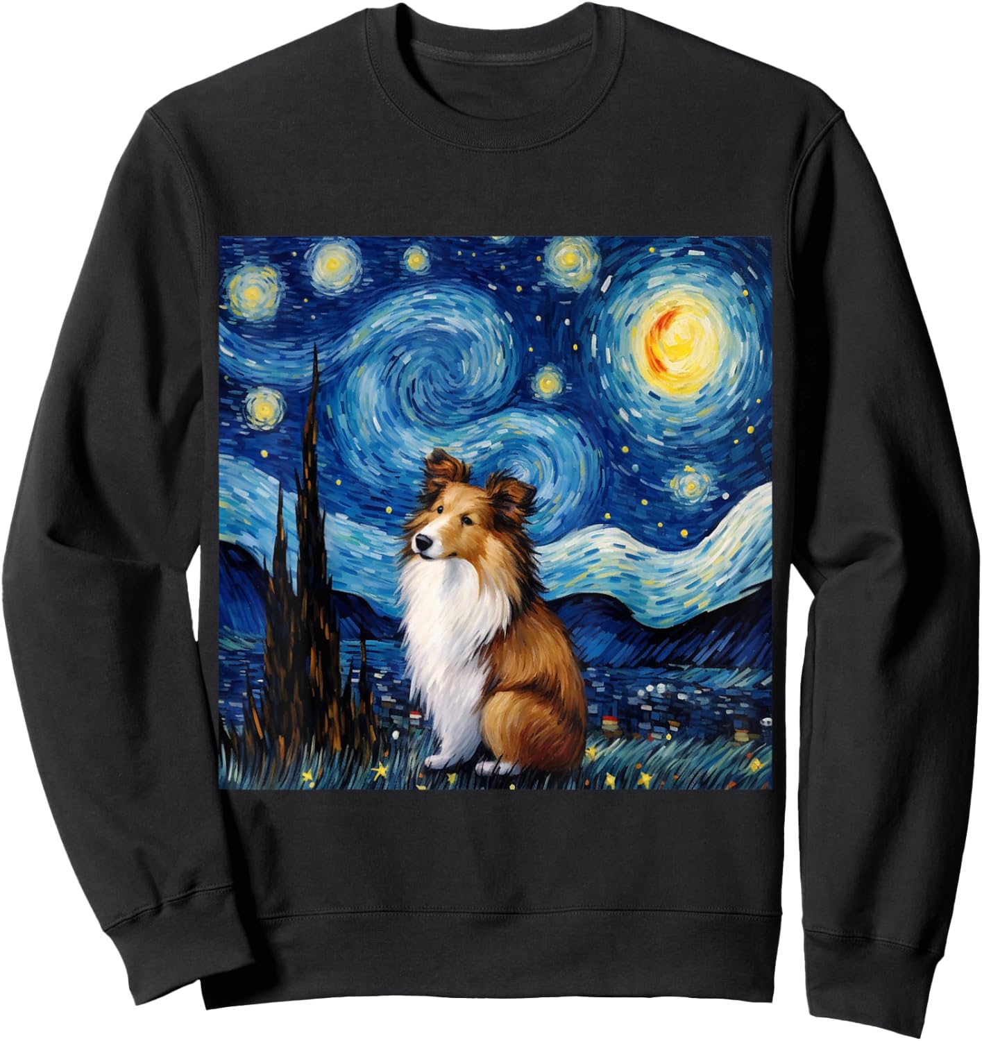 Sheltie Starry Night - Sheltie Sweatshirt - Sweatshirt | Black