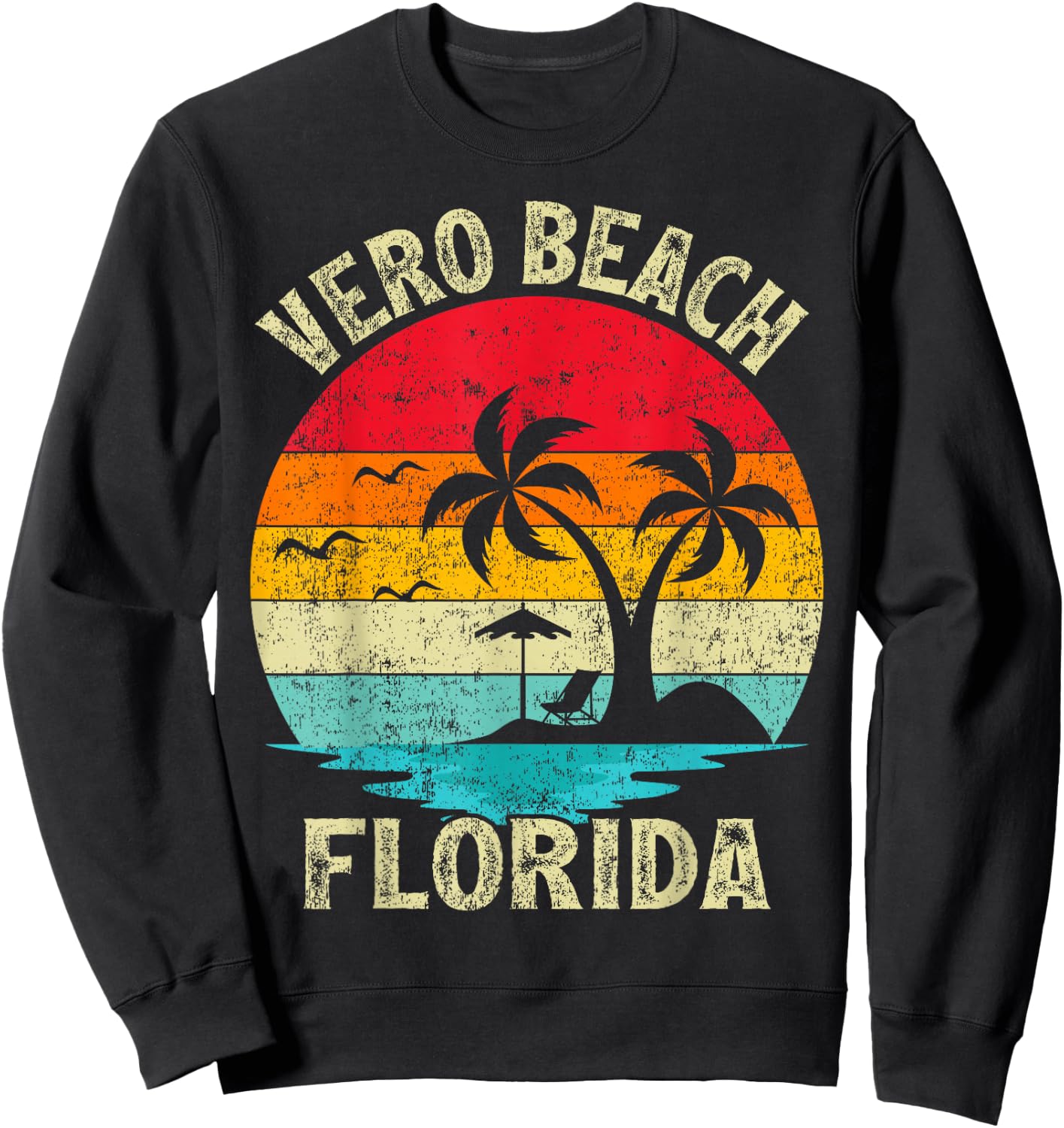 Family Vacation Vintage Retro Florida Vero Beach Women Girls Kids Sweatshirt - Sweatshirt | Black