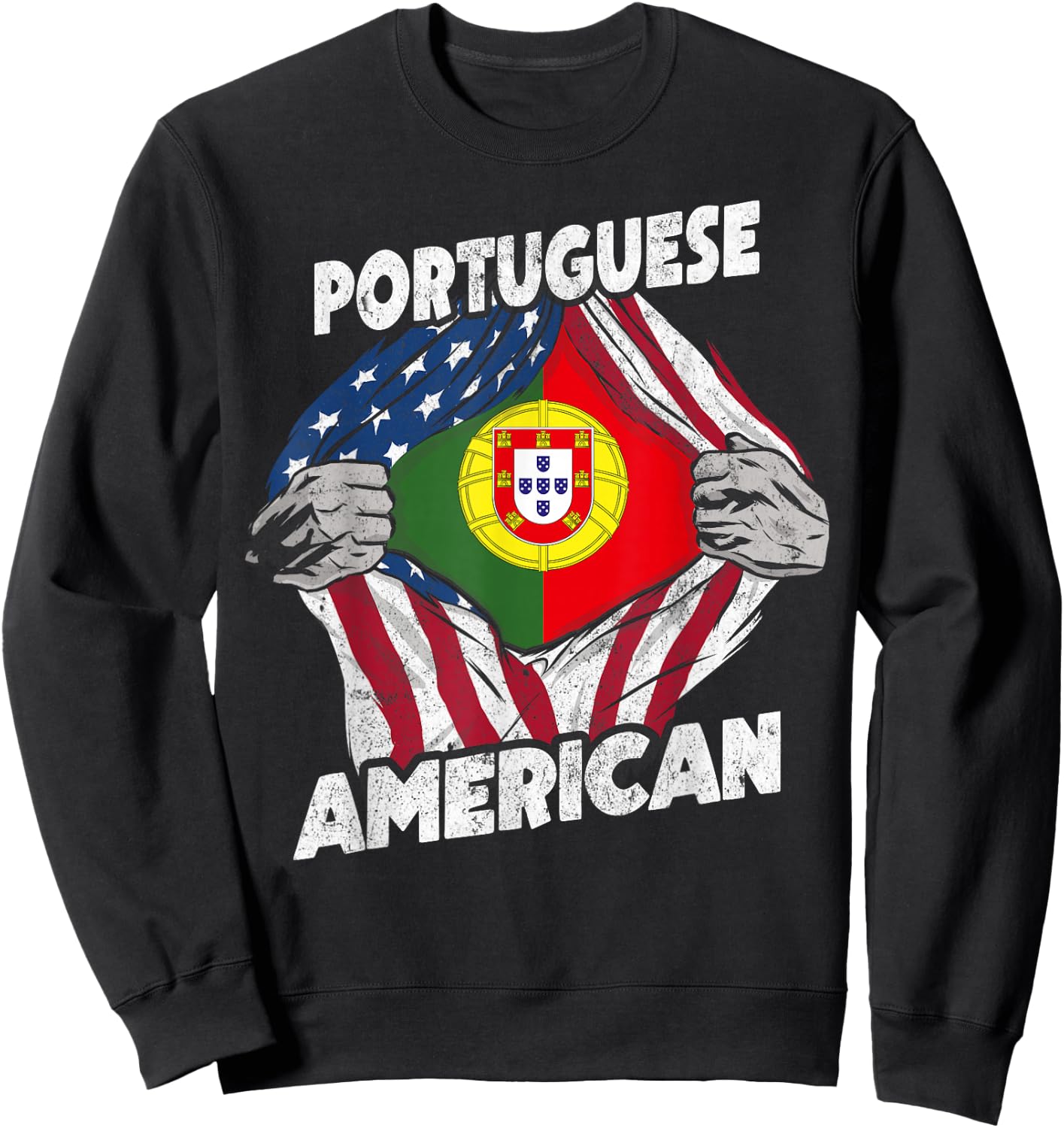 Portuguese And American Flag Portugal Proud Sweatshirt - Sweatshirt | Black