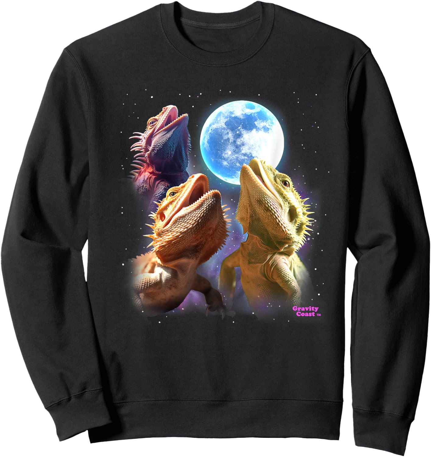 Bearded Dragon Shirts Lizards Howling at the Moon Beardies Sweatshirt - Sweatshirt | Black