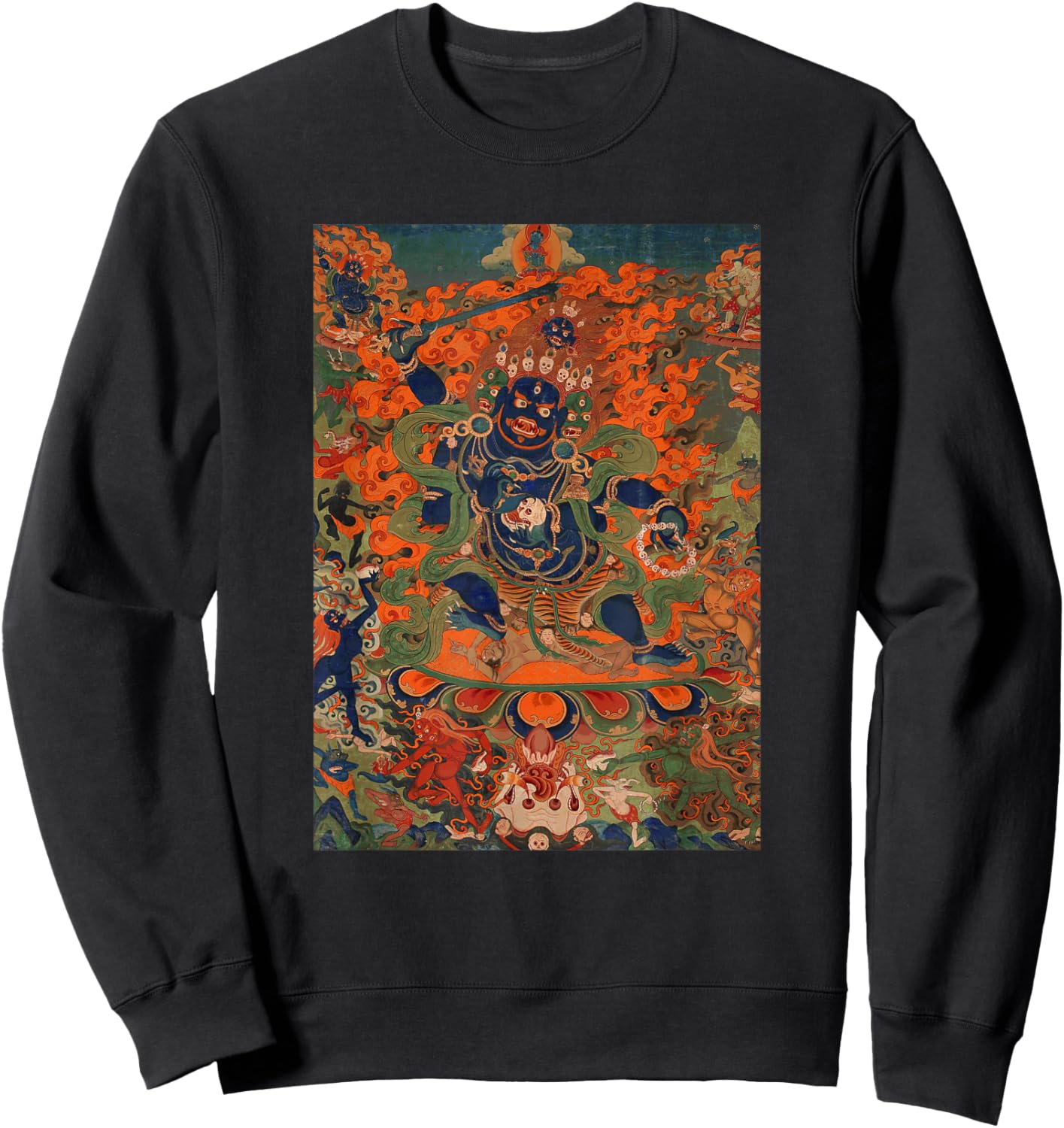 Four Faced Mahakala Tibetan Buddhist Thangka Buddhism Sweatshirt - Sweatshirt | Black