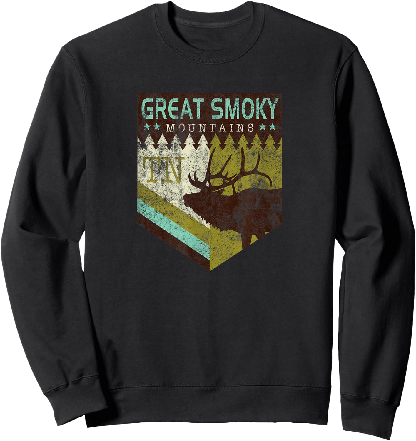 Great Smoky Mountains National Park Vintage Moose Sweatshirt - Sweatshirt | Black