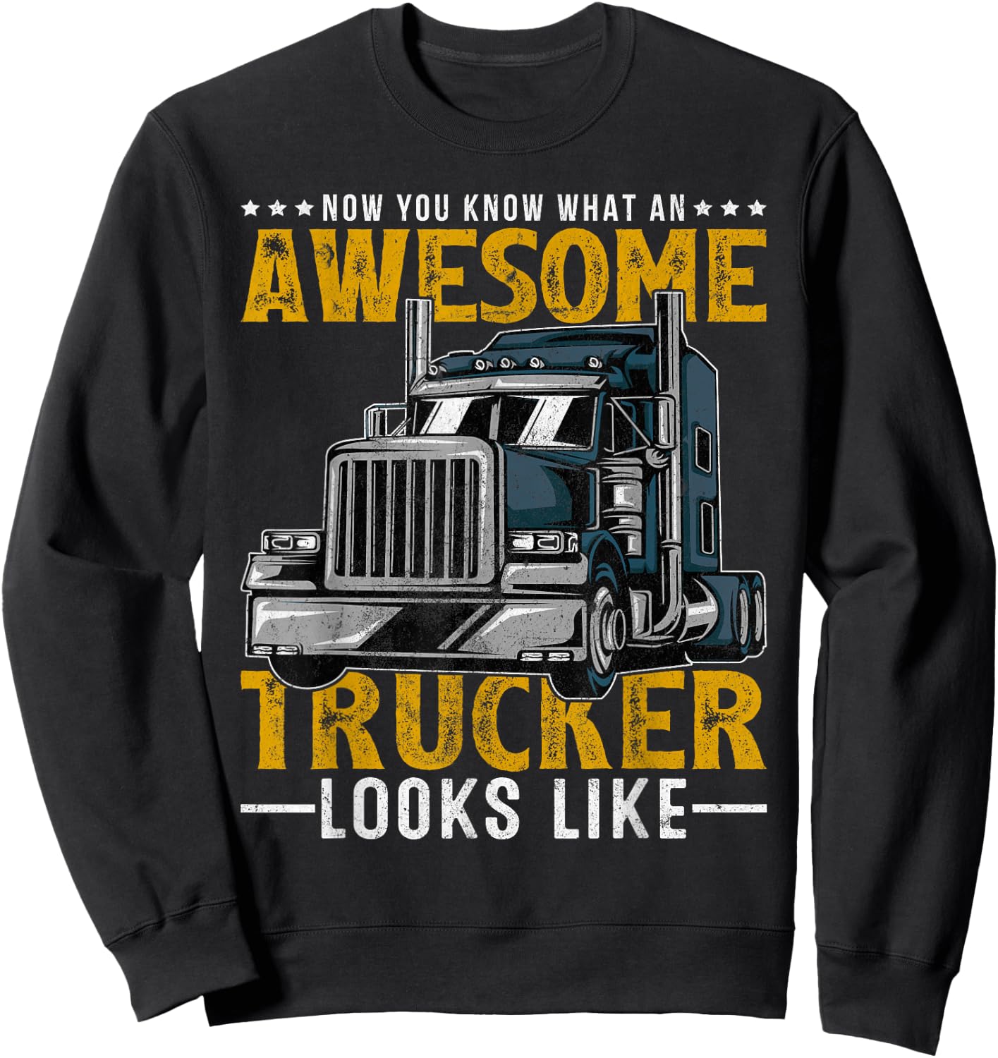 Now You Know What An Awesome Trucker Looks Like Truck Driver Sweatshirt - Sweatshirt | Black