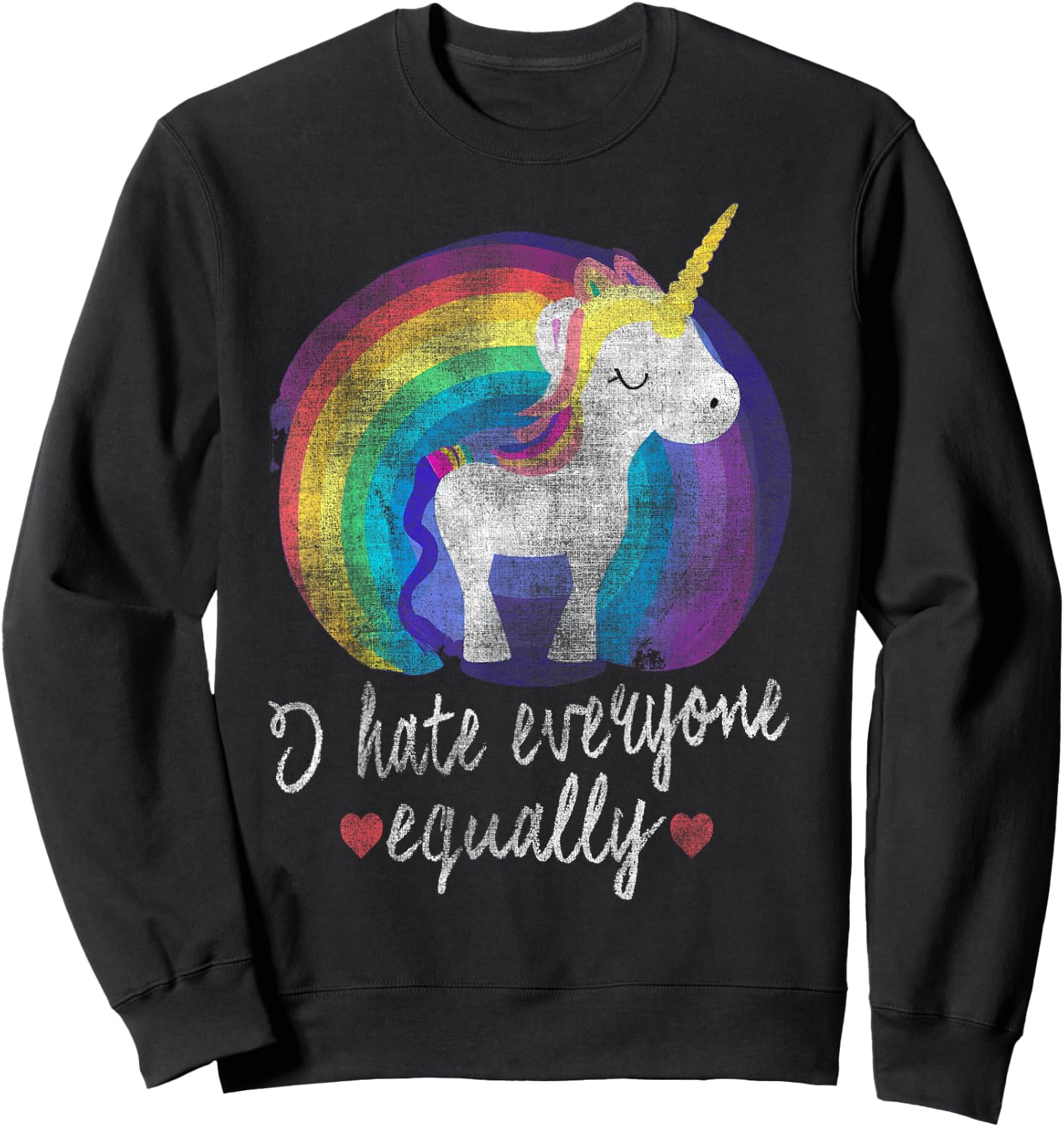 I Hate Everyone Equally Rainbow Unicorn Sweatshirt - Sweatshirt | Black