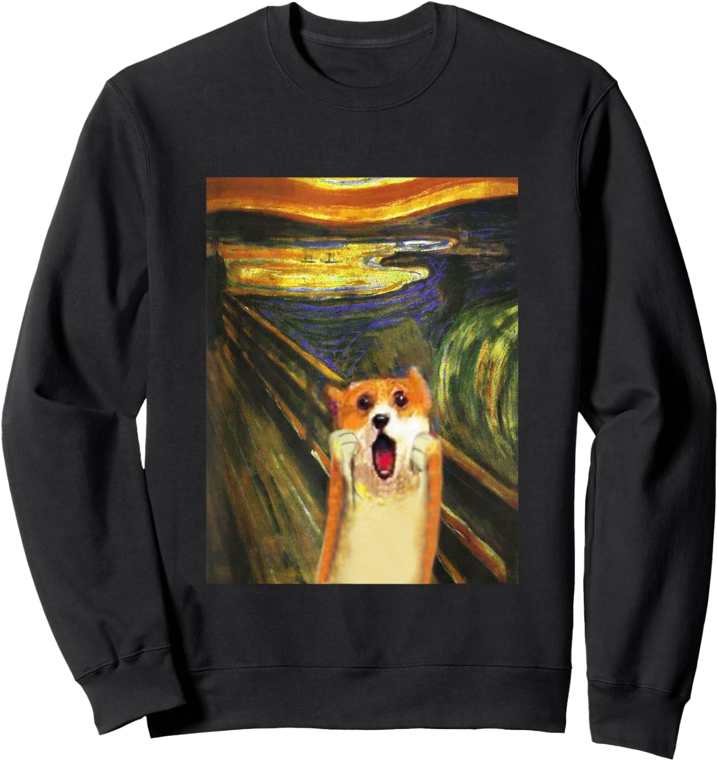 Corgi Funny , Dog, Screaming Munch, Cute, Men's, Children, Funny, Clothes, Goods, Gift, Puppy Sweatshirt - Sweatshirt | Black