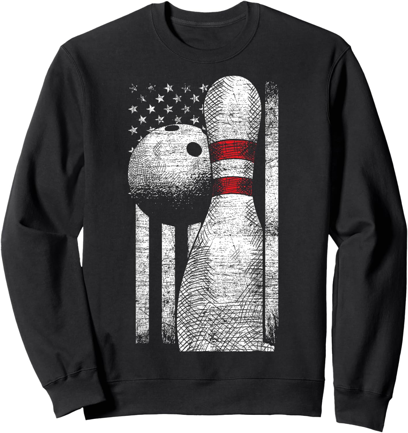 USA Flag Patriotic American Bowler Gift Bowling Ball Bowling Sweatshirt - Sweatshirt | Black