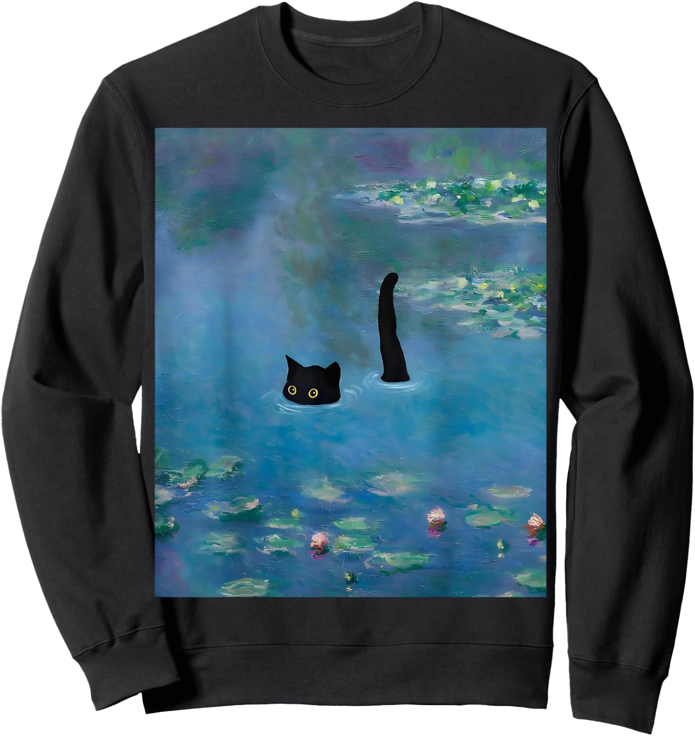 Black Cat Monets Waterlily Sweatshirt - Sweatshirt | Black