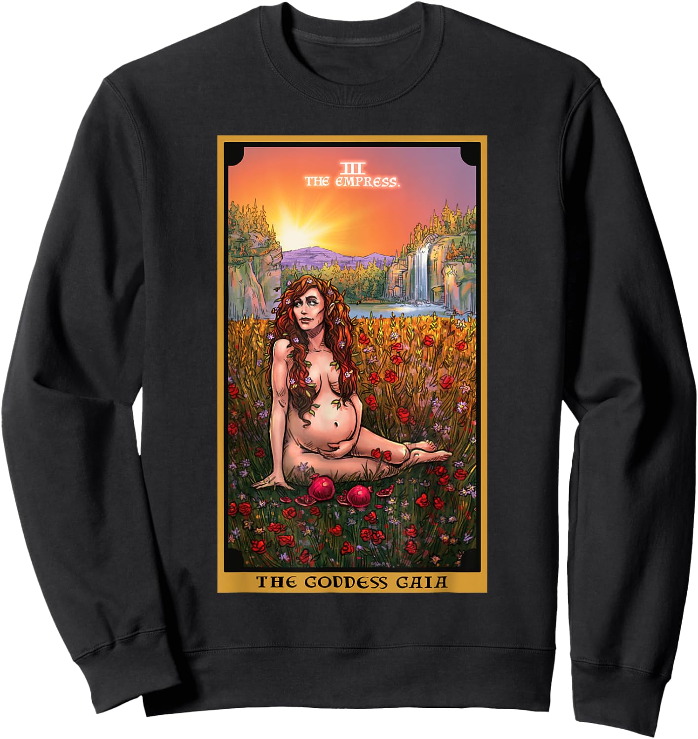 The Goddess Gaia The Empress Tarot Card Greek Pagan Witch Sweatshirt - Sweatshirt | Black