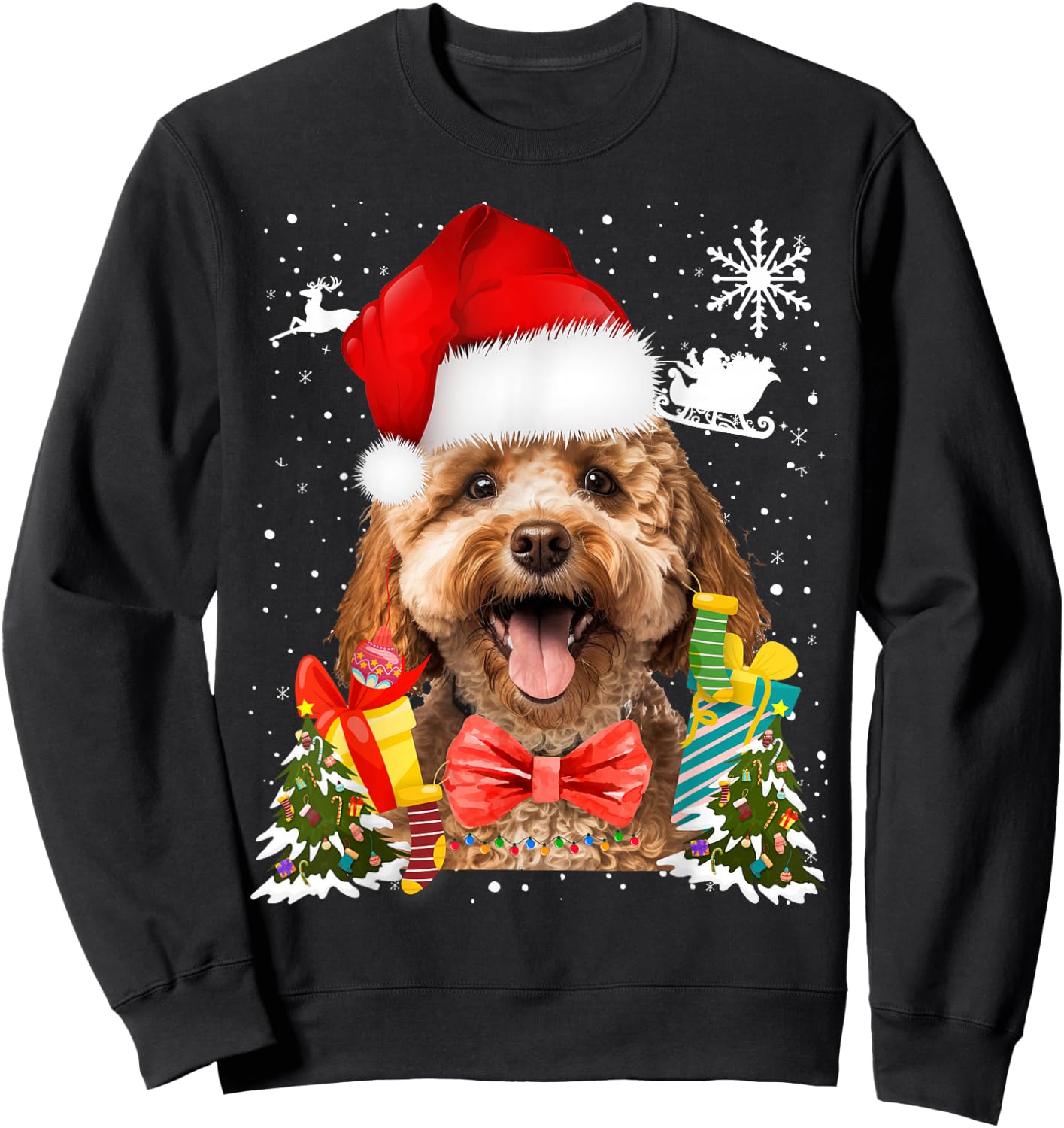 Cavapoo Christmas Outfit Idea For Kids & Christmas Cavapoo Sweatshirt - Sweatshirt | Black