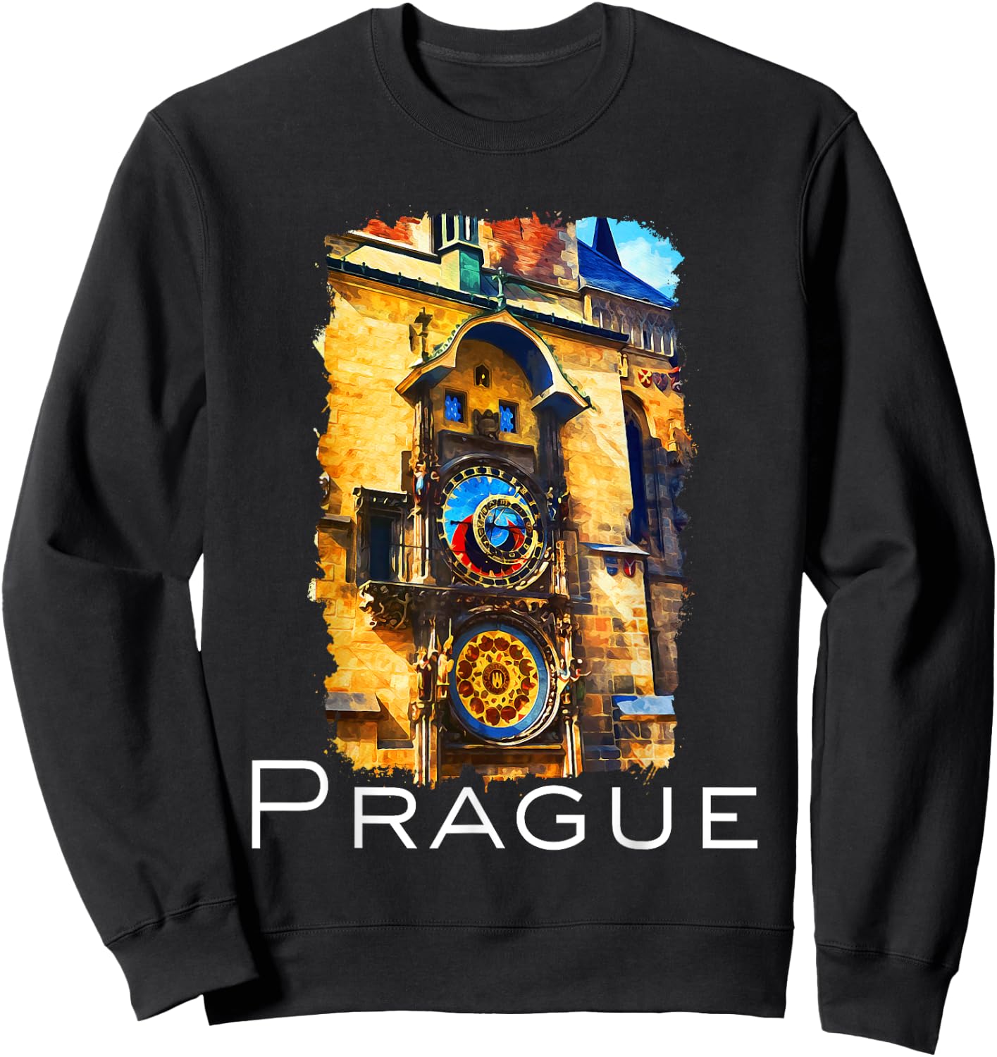 Prague Czech Republic Souvenir Astronomical Clock Prague Sweatshirt - Sweatshirt | Black