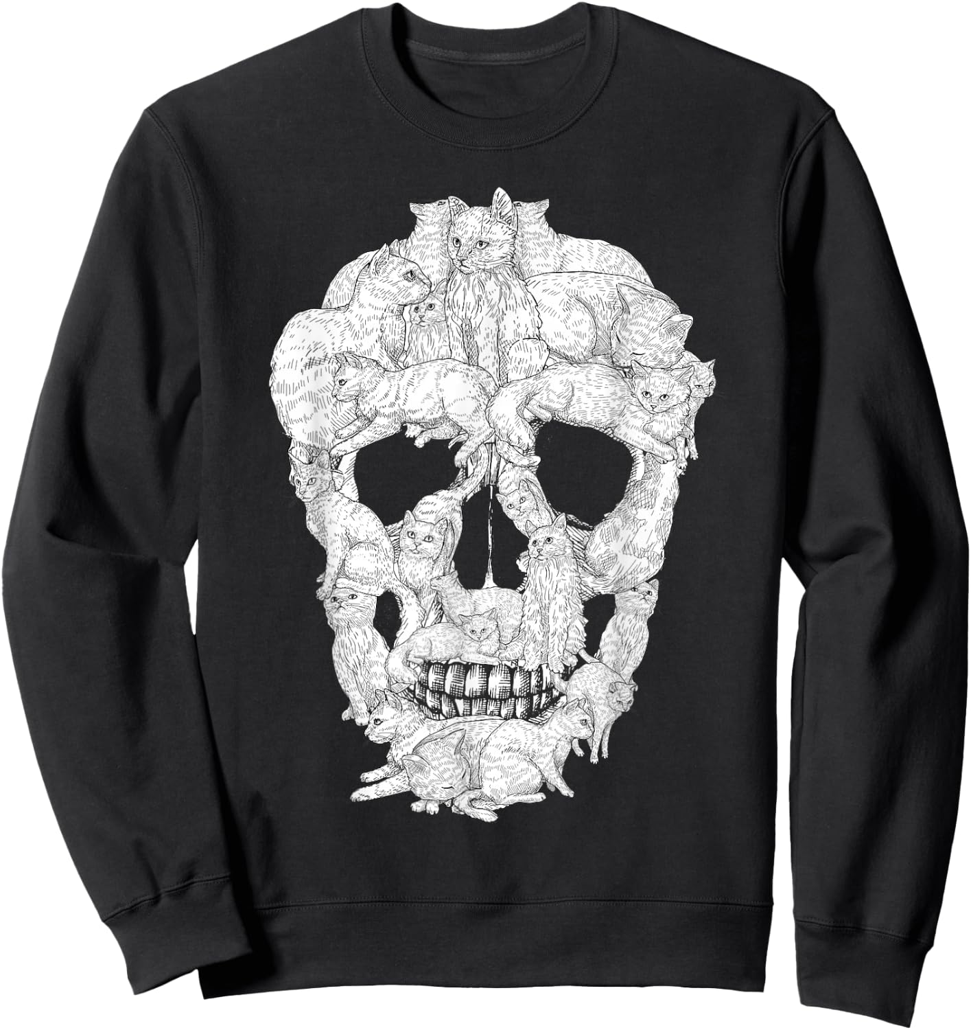 Best Cat Skull Women Halloween Skeleton Cat Lover Sweatshirt - Sweatshirt | Black