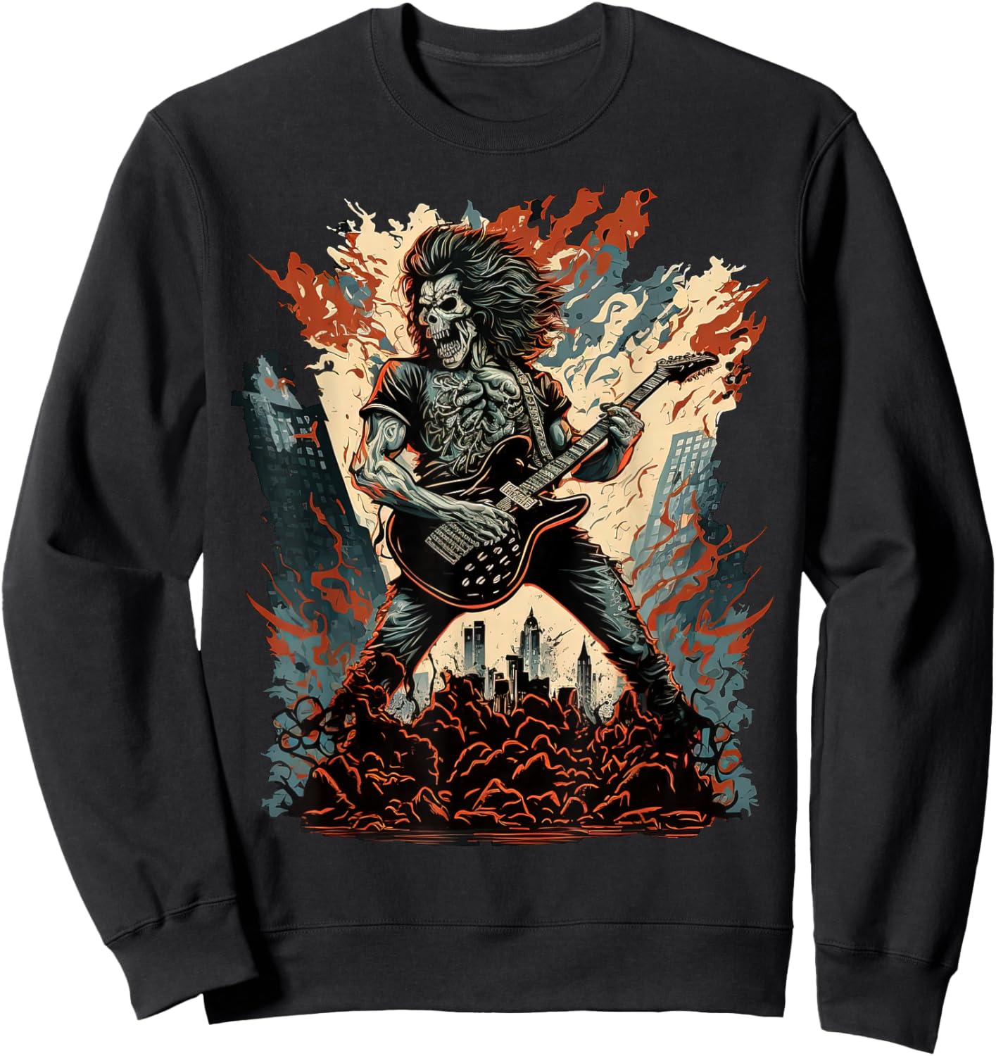 80s Classic Fantasy Art Heavy Metal Rock n Roll Sweatshirt - Sweatshirt | Black