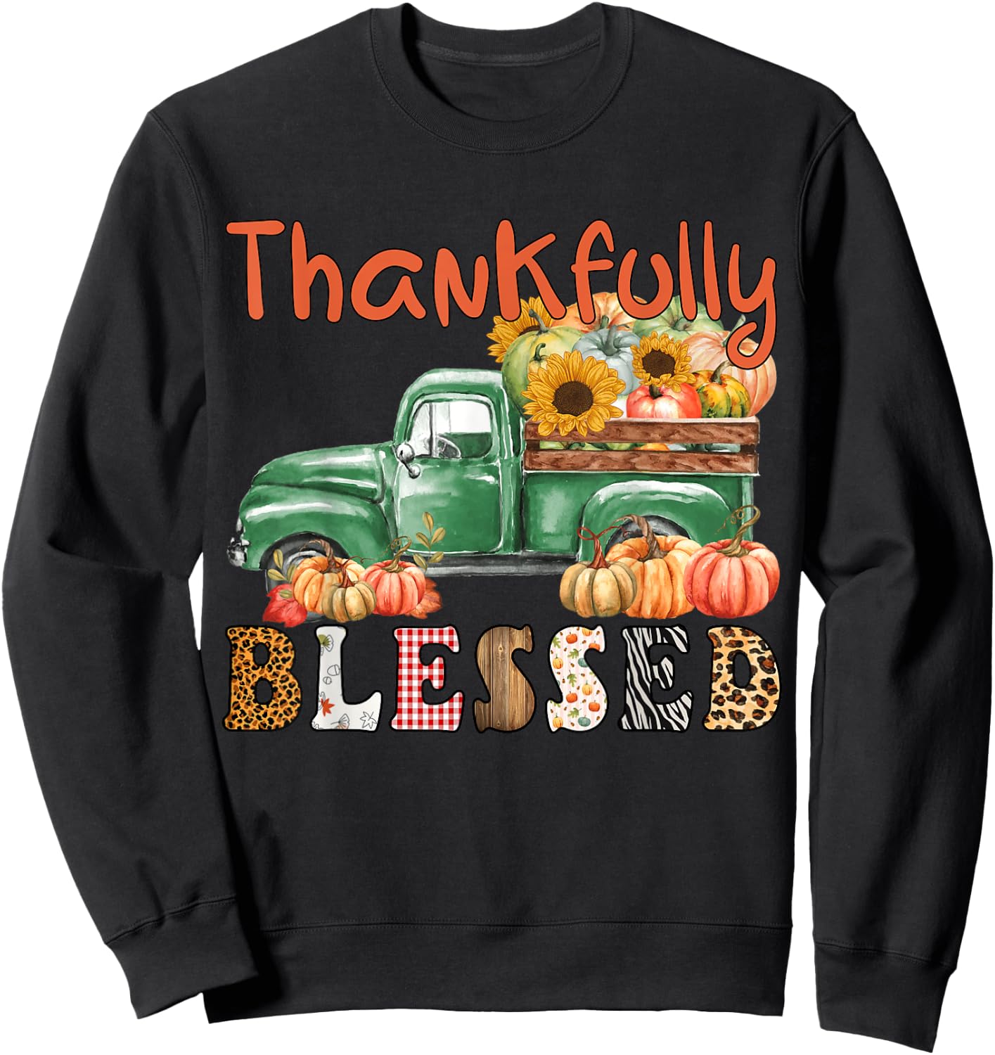 Cute It's Fall Y'all Pumpkin Maple Farm Truck Autumn Fall Sweatshirt - Sweatshirt | Black